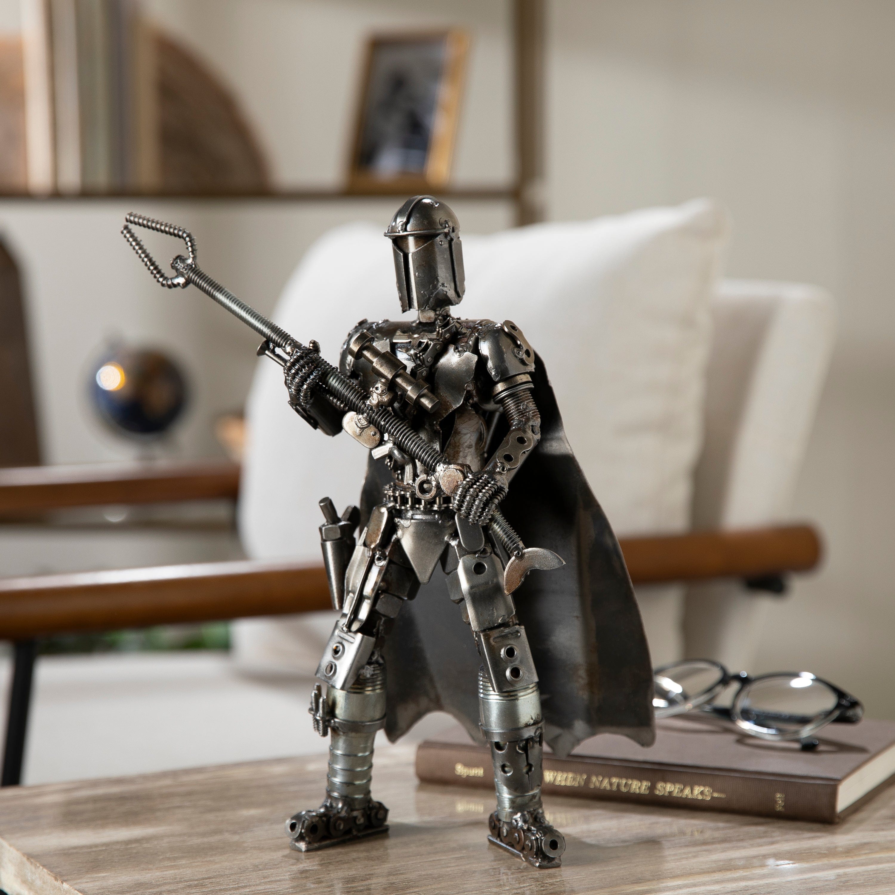 Kalifano Recycled Metal Art Mandalorian Star Wars Inspired Recycled Metal Sculpture RMS-700MAN-N