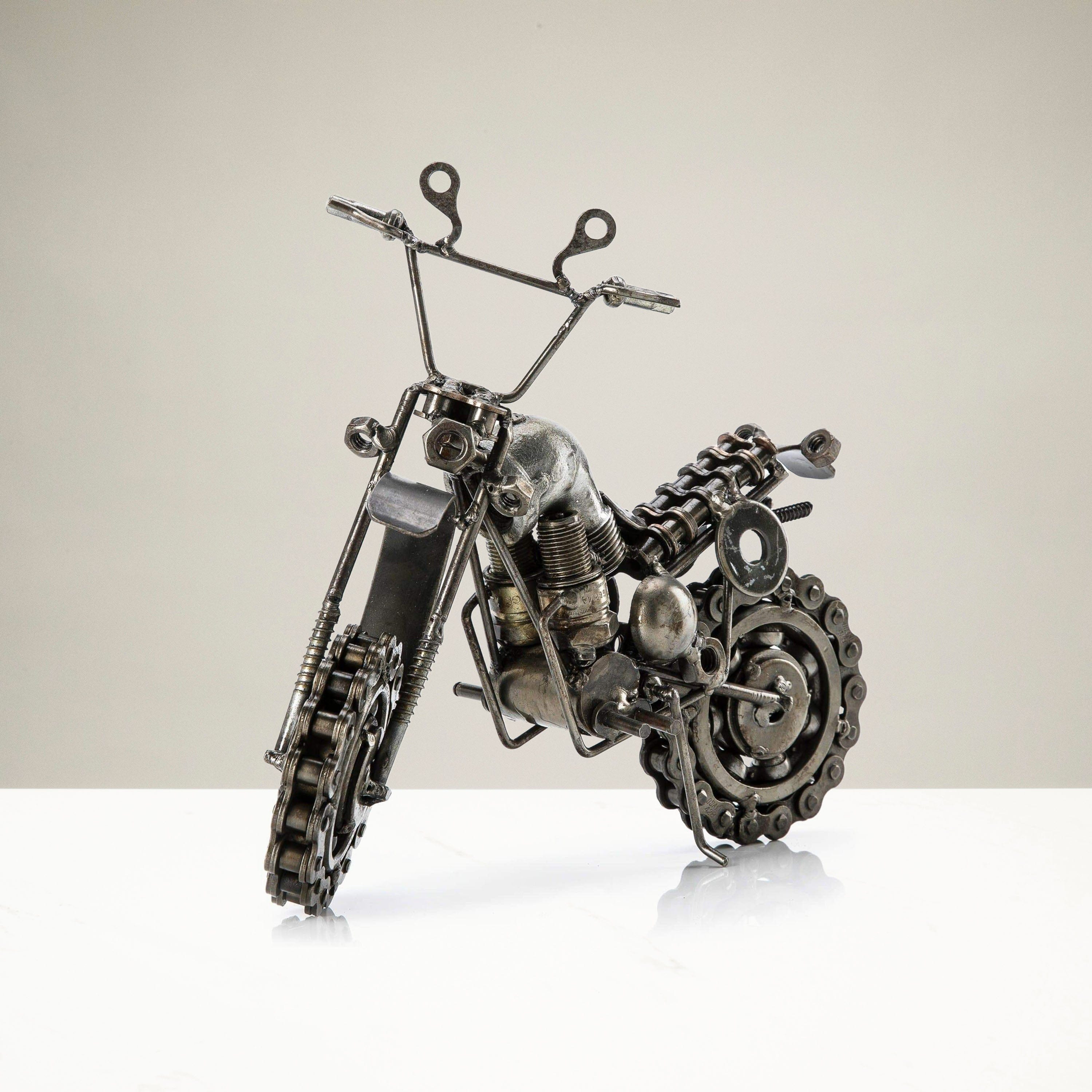Kalifano Recycled Metal Art Motocross Inspired Recycled Metal Sculpture RMS-550MC-N