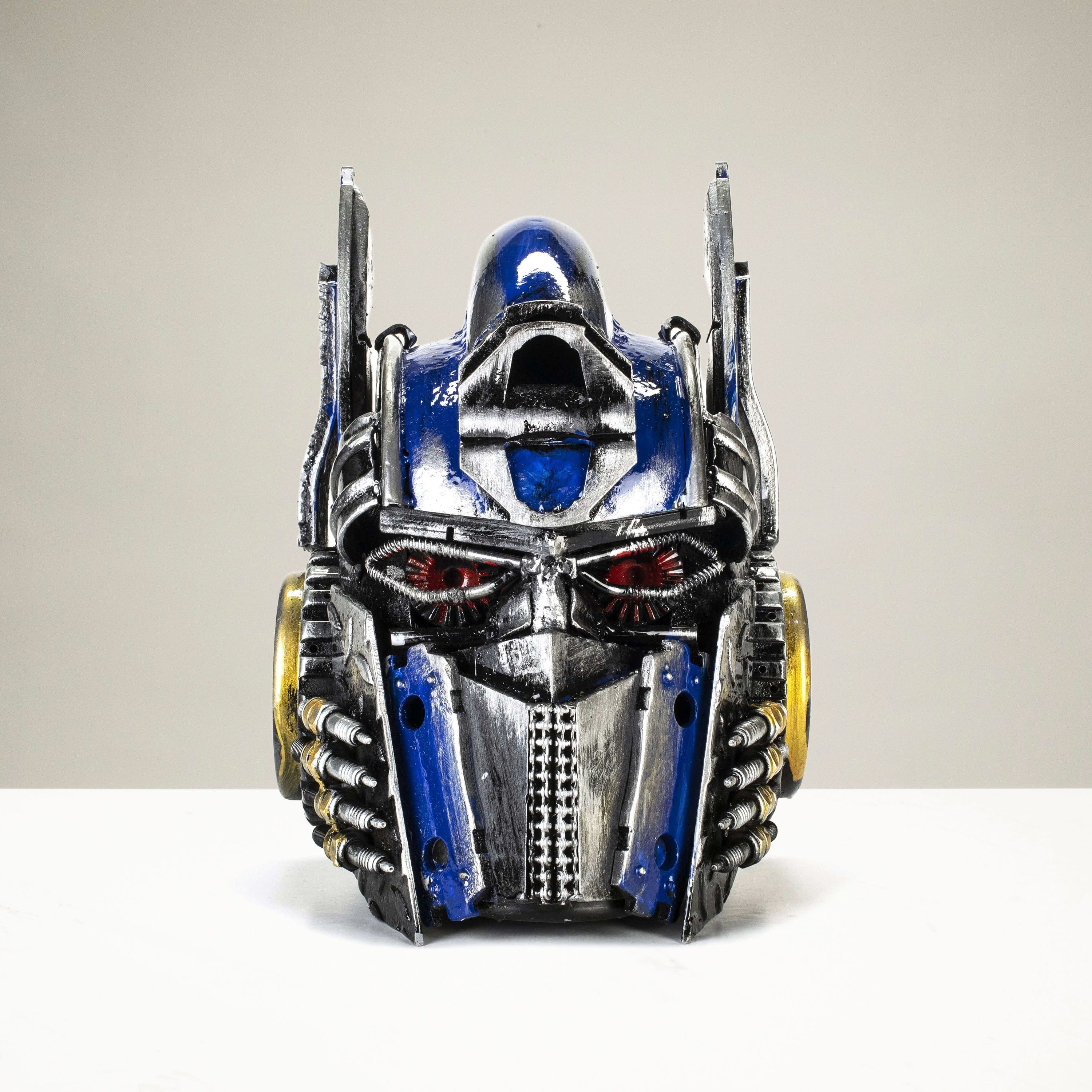 Kalifano Recycled Metal Art Optimus Prime Head Inspired Recycled Metal Art Sculpture RMS-HEAD-OP