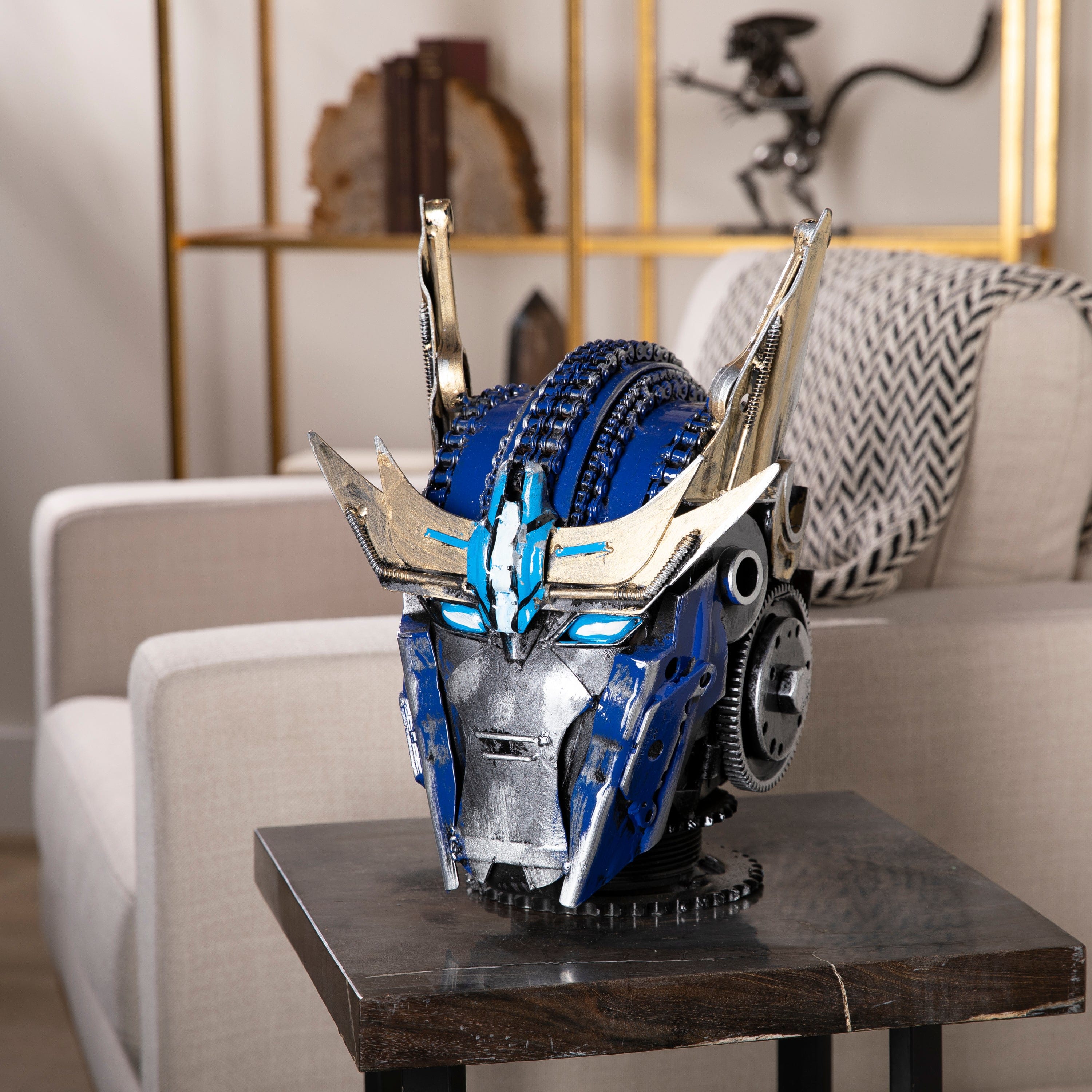 Kalifano Recycled Metal Art Optimus Primus Head Inspired Recycled Metal Art Sculpture RMS-HEAD-POP