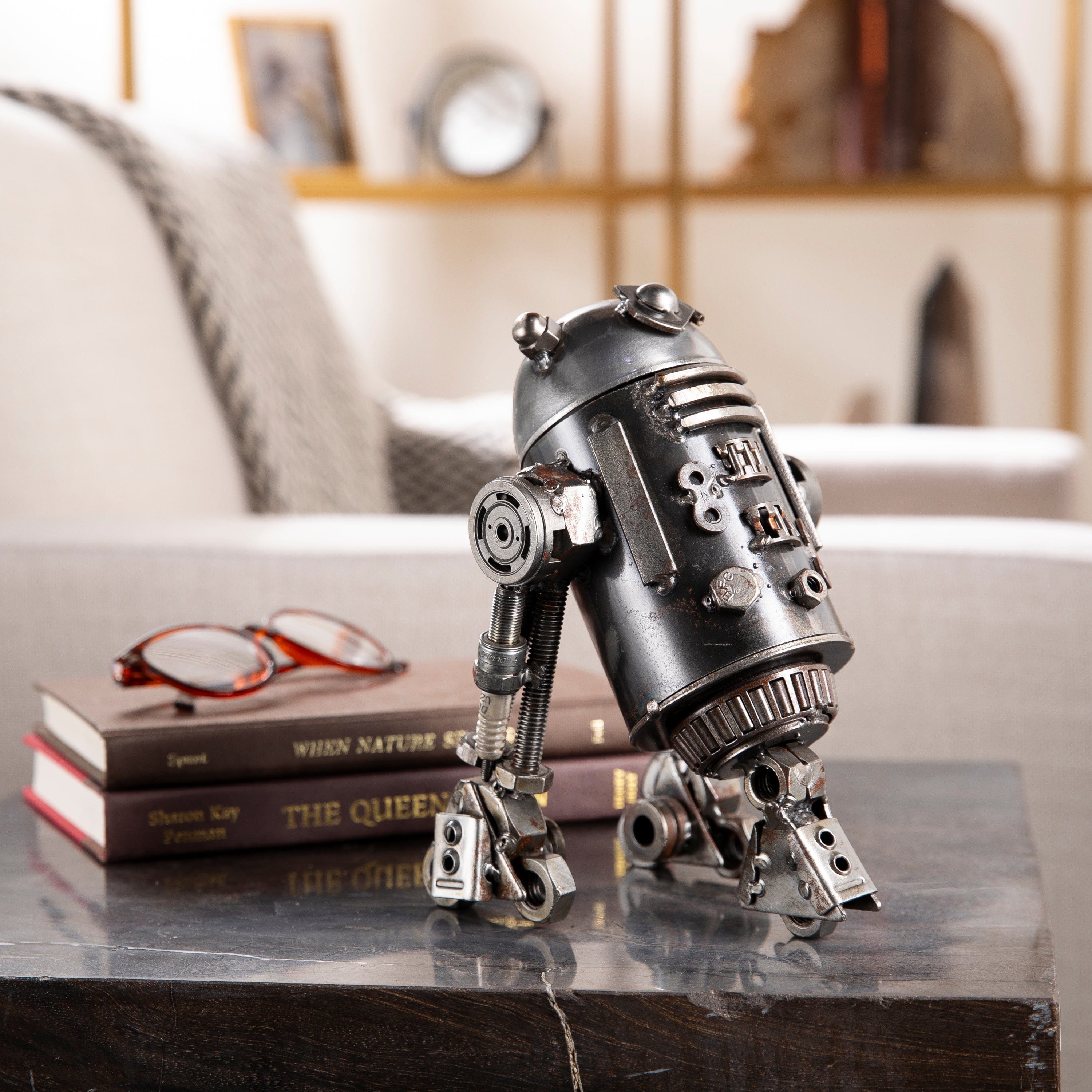 Kalifano Recycled Metal Art R2D2 Inspired Recycled Metal Sculpture RMS-450R2-N