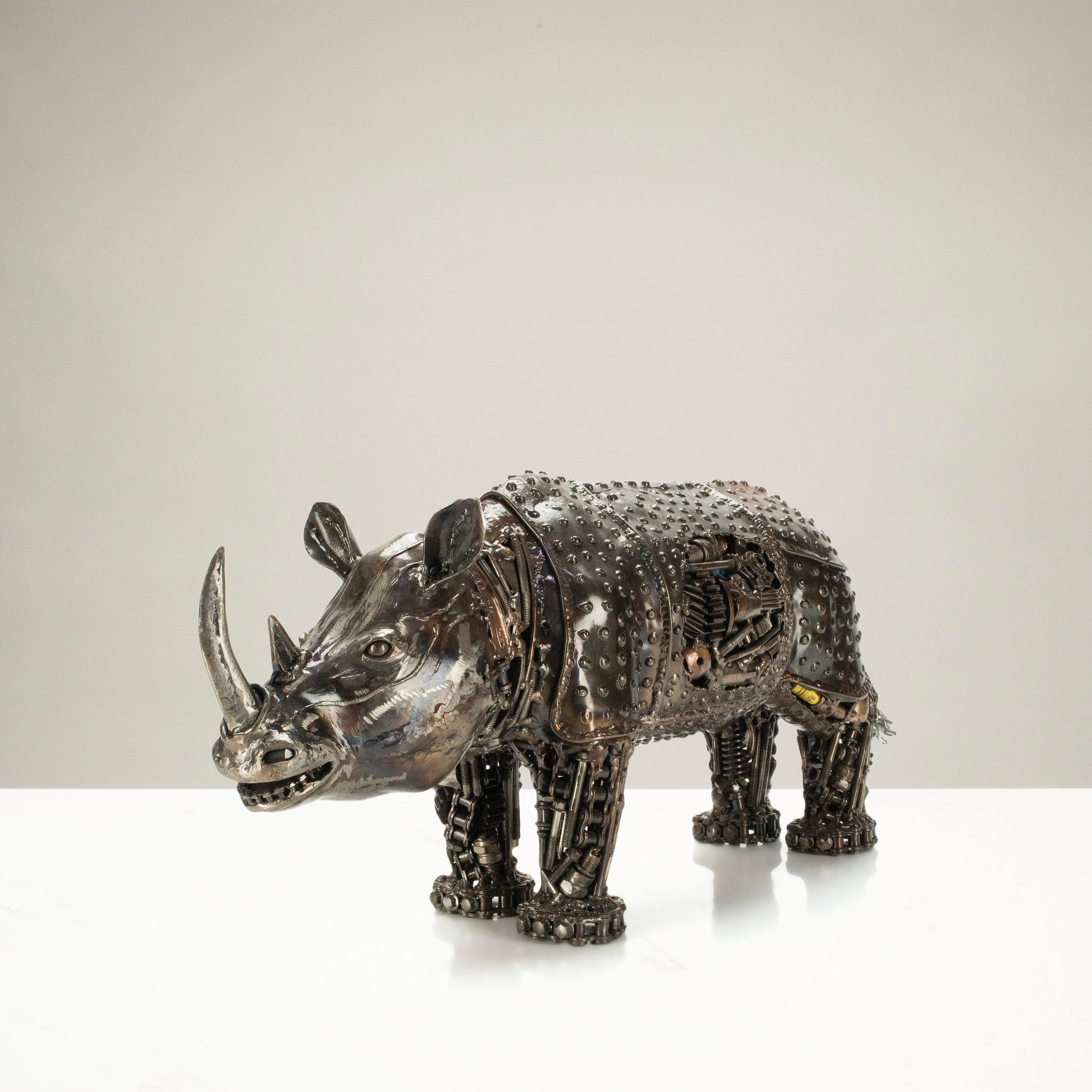 KALIFANO Recycled Metal Art Rhino Inspired Recycled Metal Art Sculpture RMS-4300RH-PK