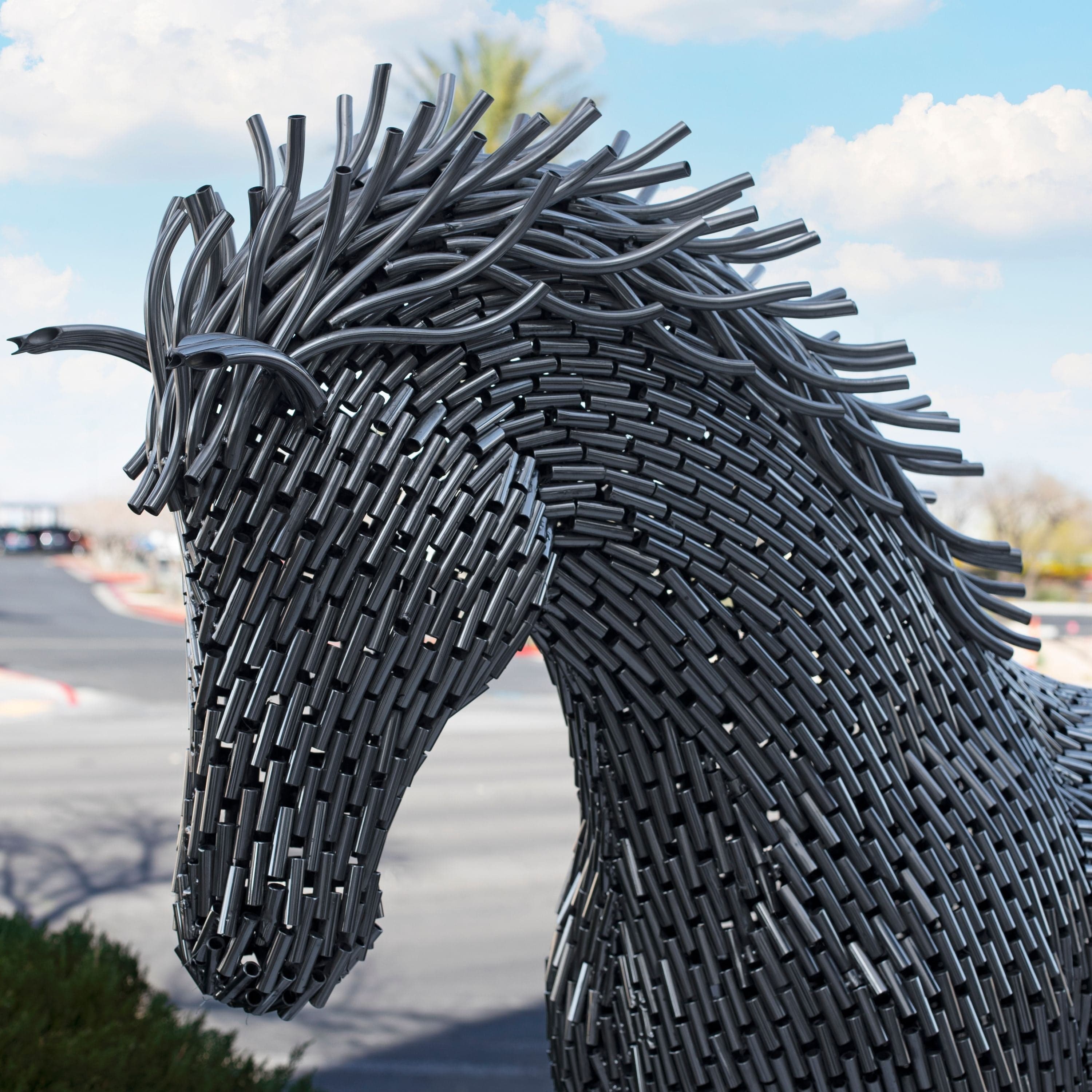 Kalifano Recycled Metal Art Walking Horse Stainless Steel Pipe Sculpture SSS-H252