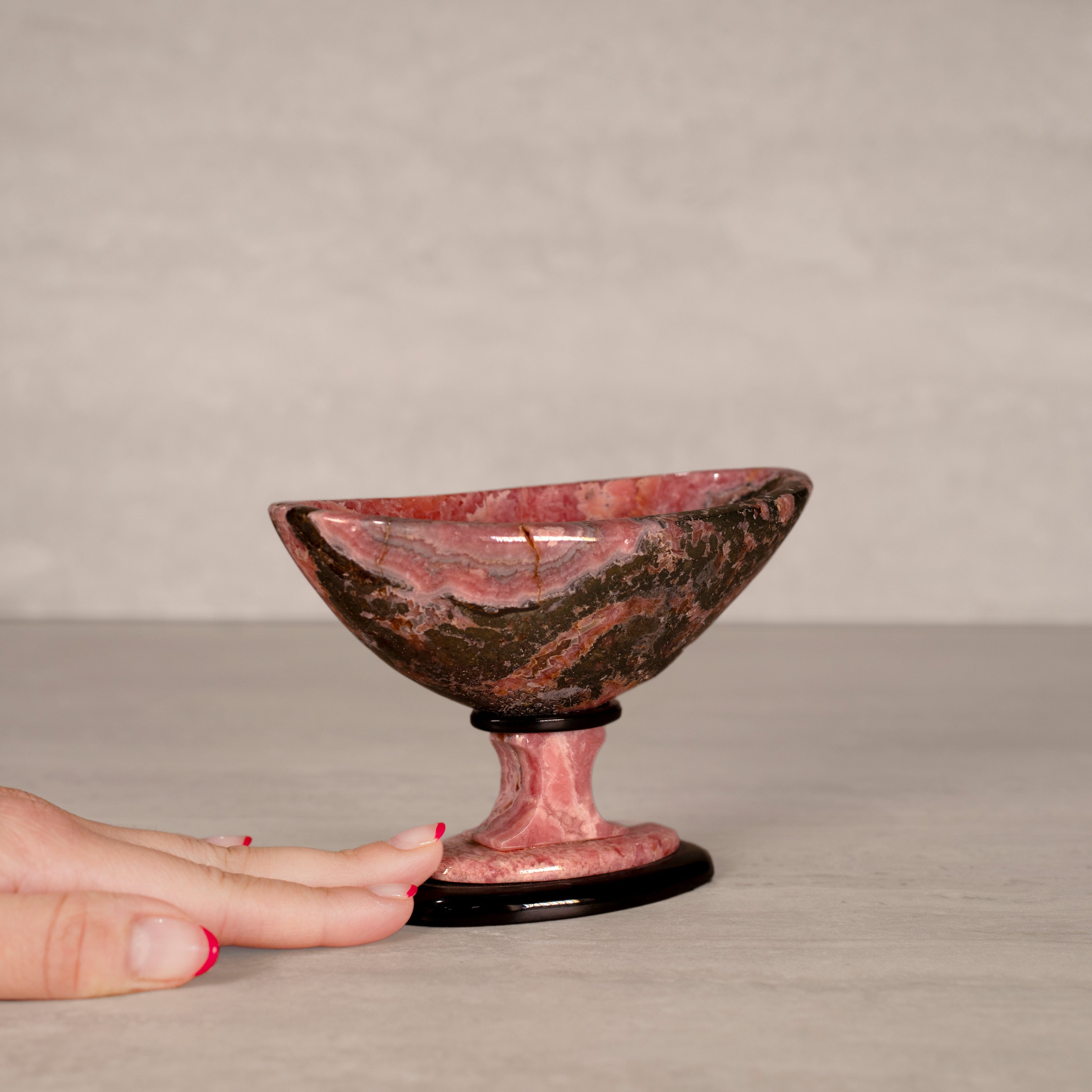 Kalifano Rhodochrosite Rhodochrosite Bowl Carving from Argentina - 5.25" / 500 g RC7200.001
