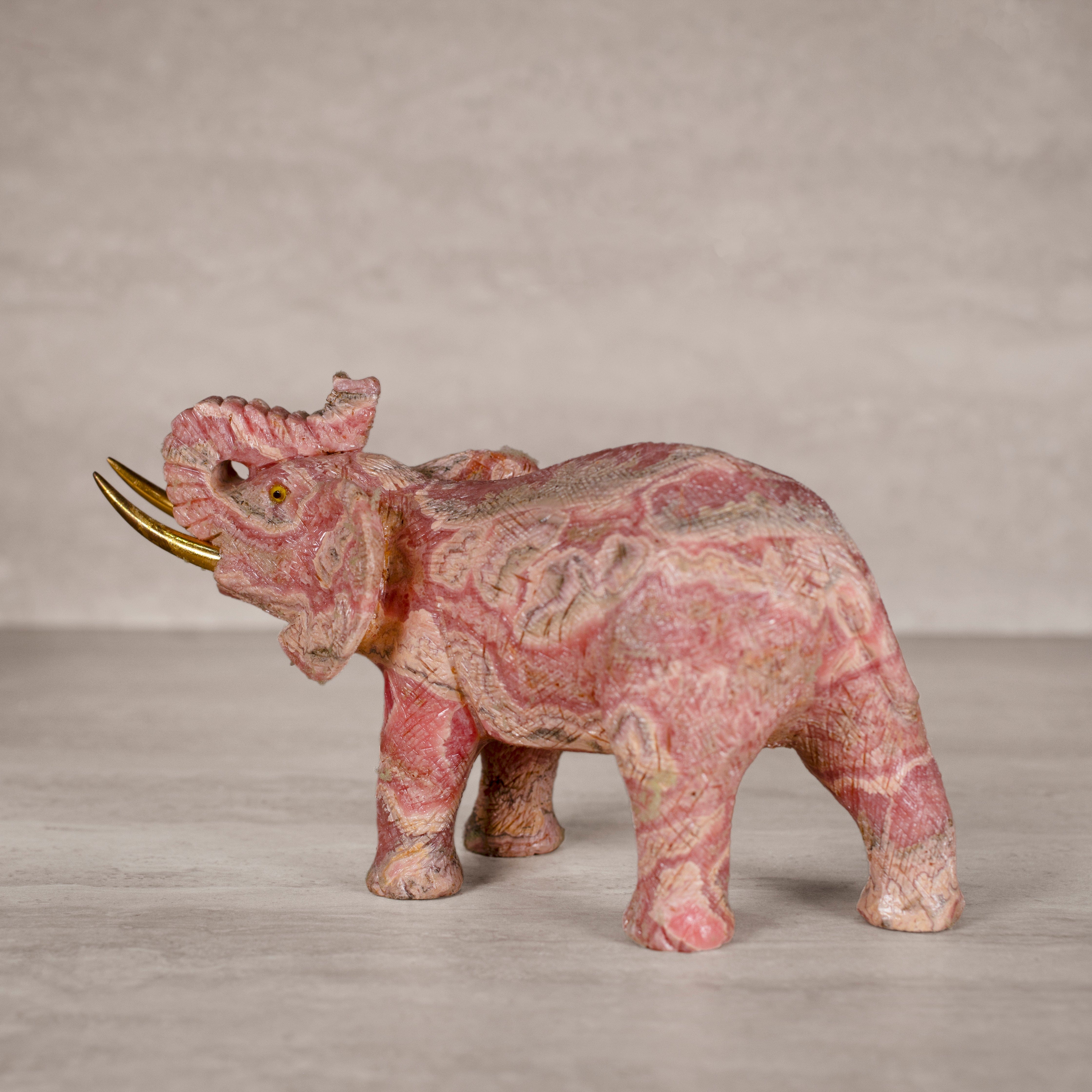 Kalifano Rhodochrosite Rhodochrosite Elephant Carving from Argentina - 8.75" / 1,545 g RC14400.001