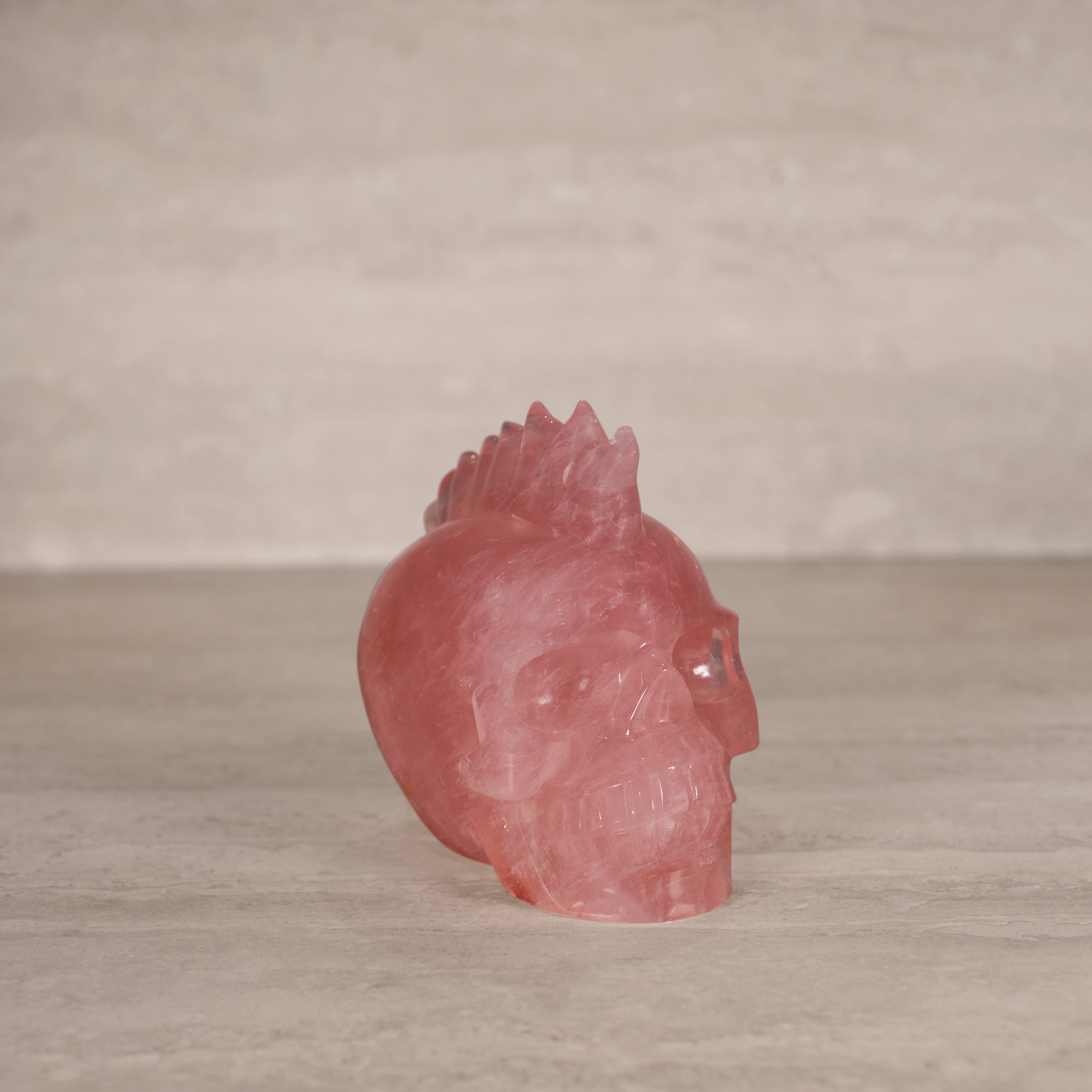 Kalifano Rose Quartz Natural Brazilian Rose Quartz Skull Carving - 5.5" / 1,860 g RQ6400.001