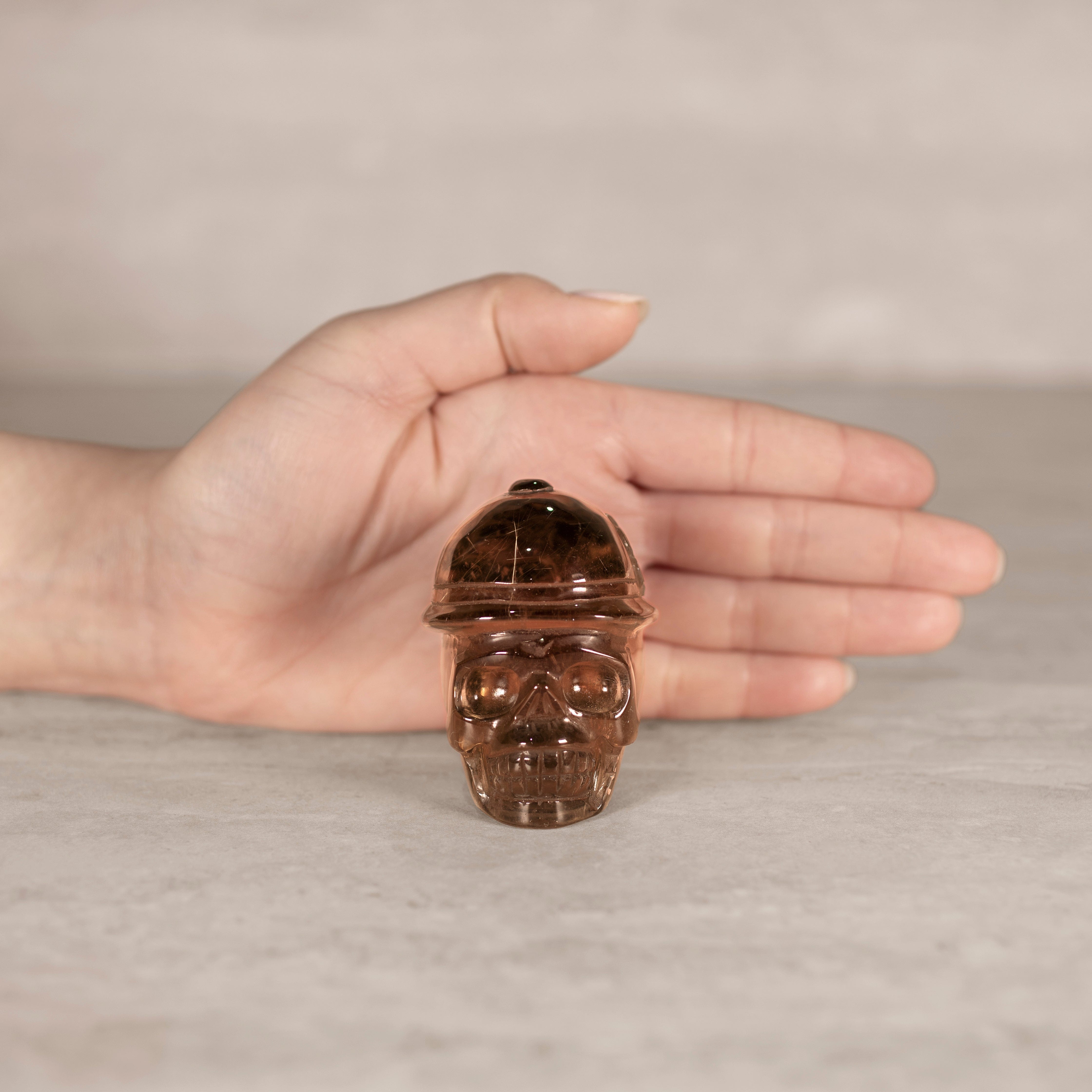 Kalifano Rutilated Smoky Quartz Natural Brazilian Rutilated Smoky Quartz Skull Carving - 2.5" / 175 g SK1400.001