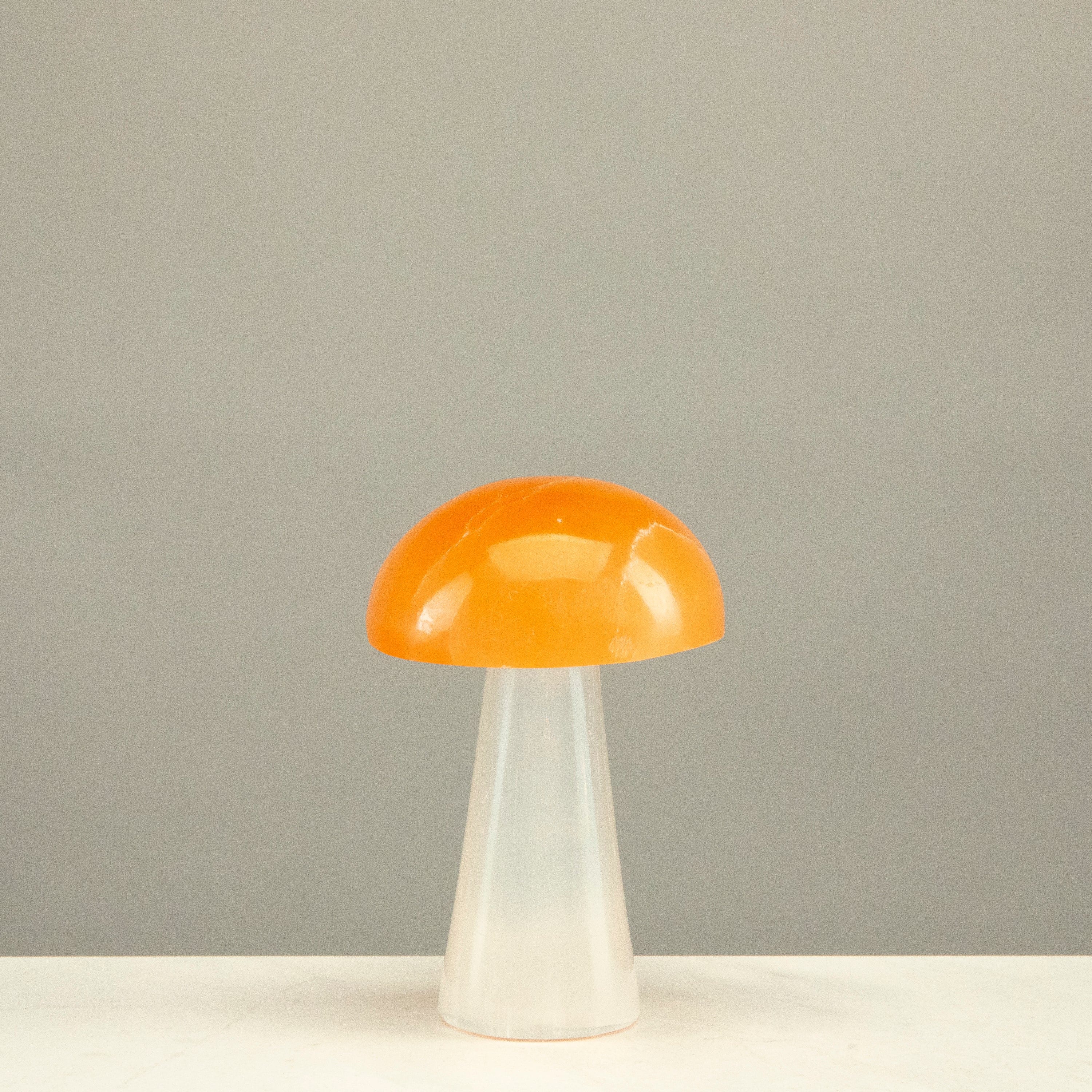 Kalifano Selenite White & Orange Selenite Mushroom 3.5" SLM80