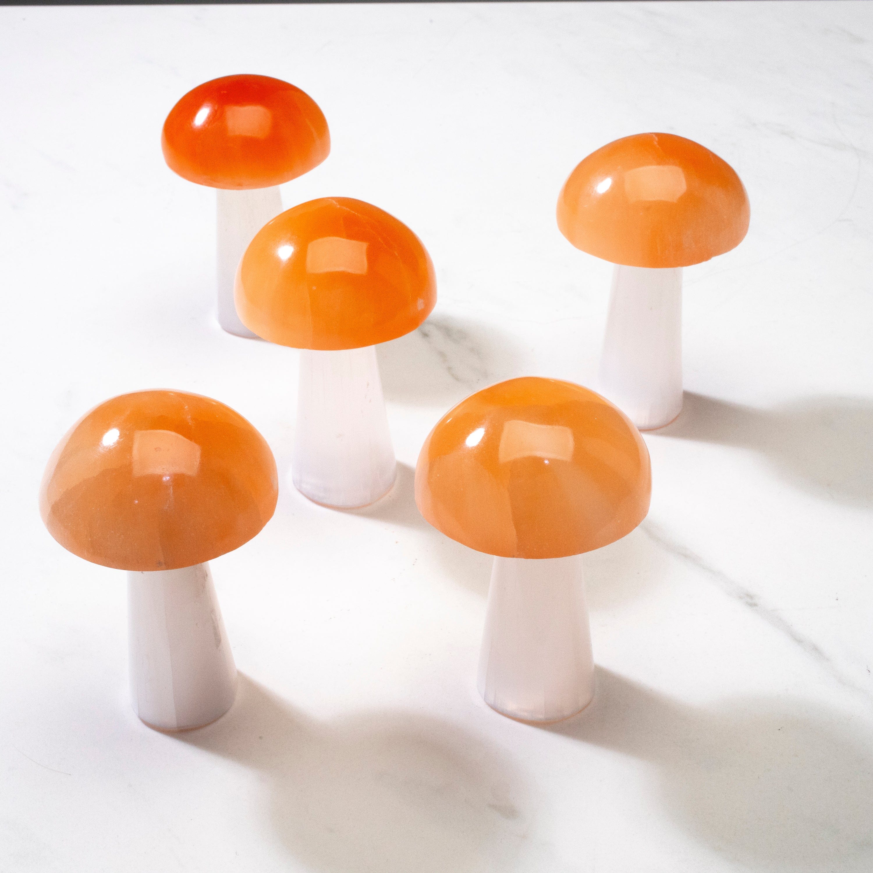 Kalifano Selenite White & Orange Selenite Mushroom 3.5" SLM80