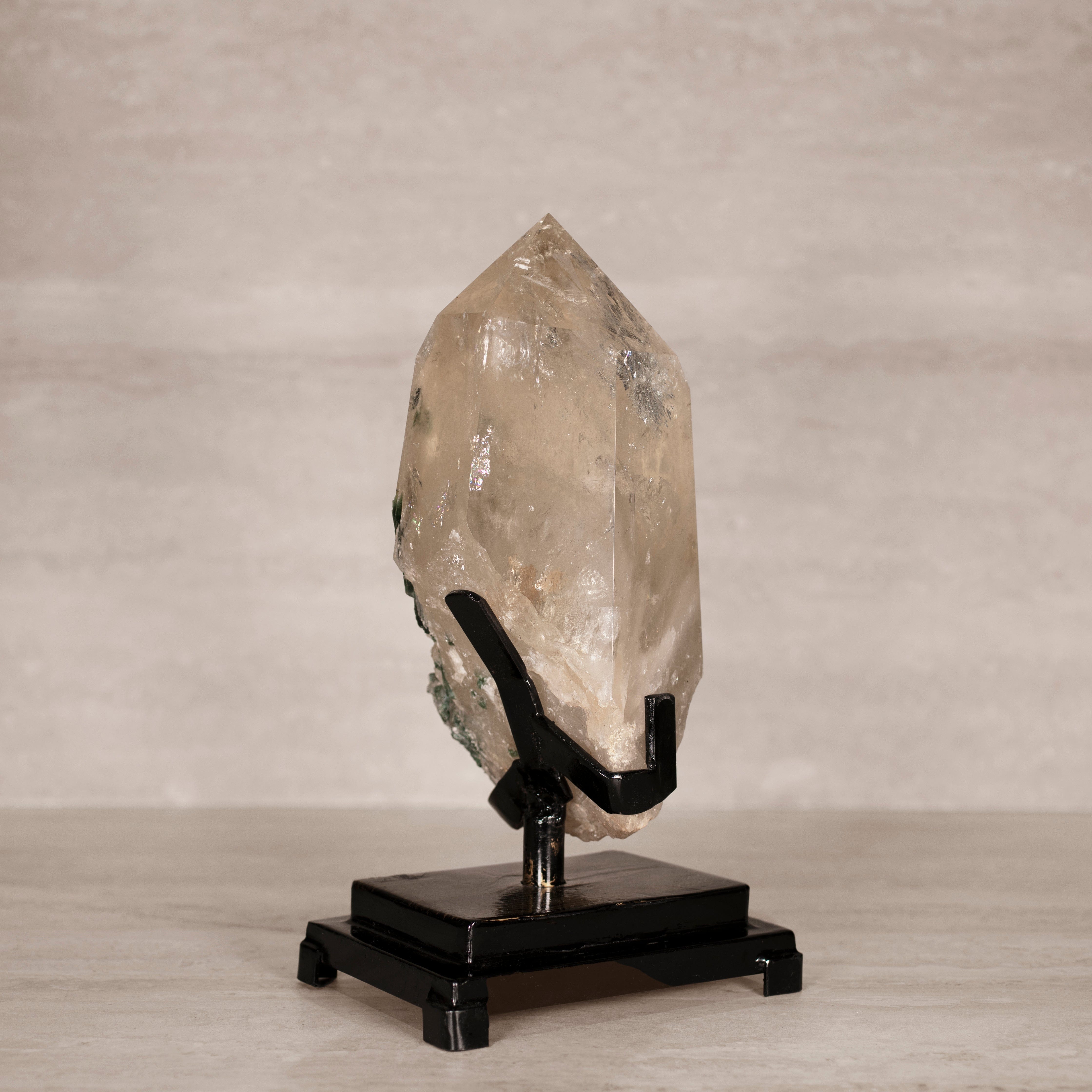 Kalifano Smoky Quartz Natural Brazilian Tourmaline in Smoky Quartz on Custom Stand - 13.5" / 12.6 lbs SQ69000.001