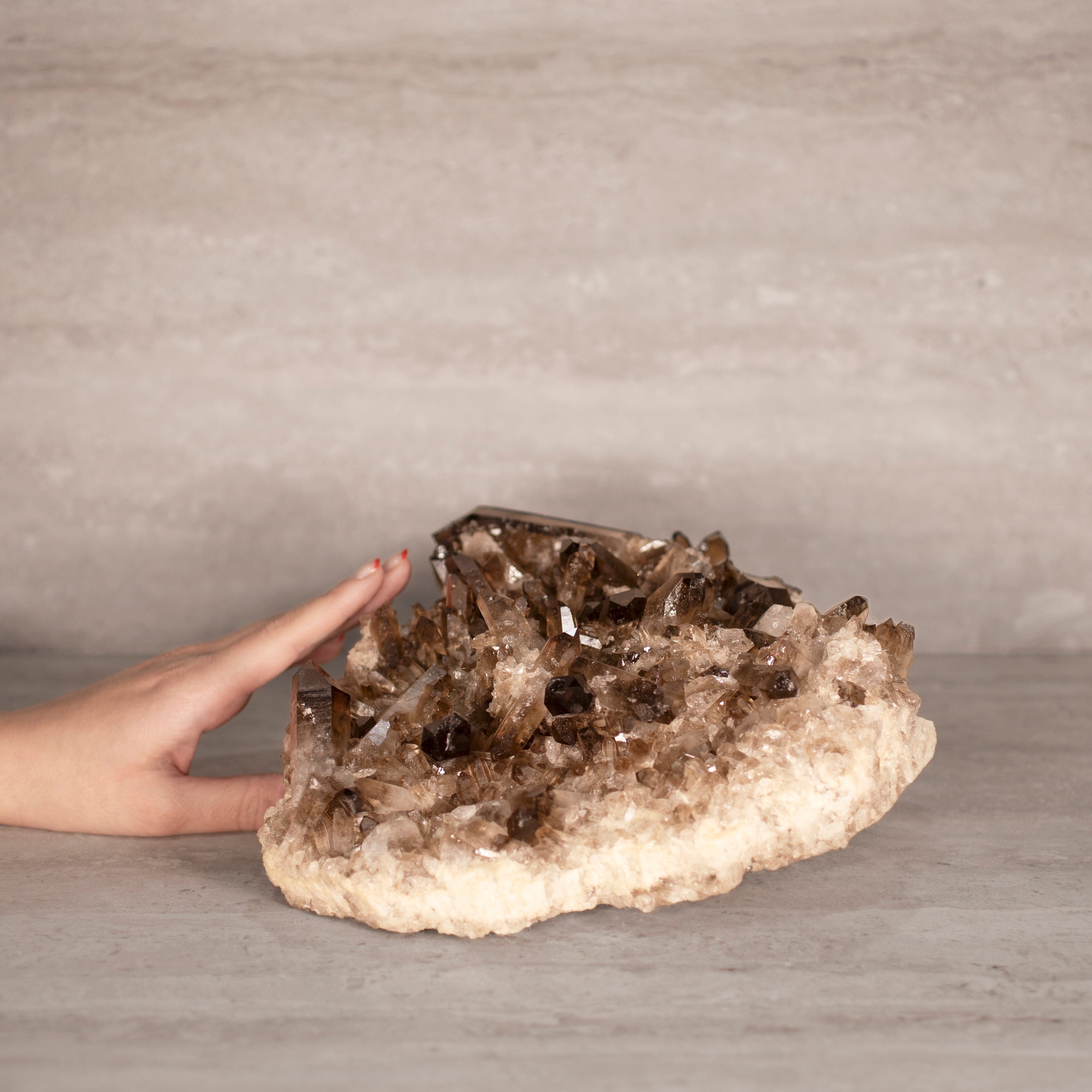 Kalifano Smoky Quartz Smoky Quartz Cluster from Brazil - 9" / 10 lbs SQ4400.001