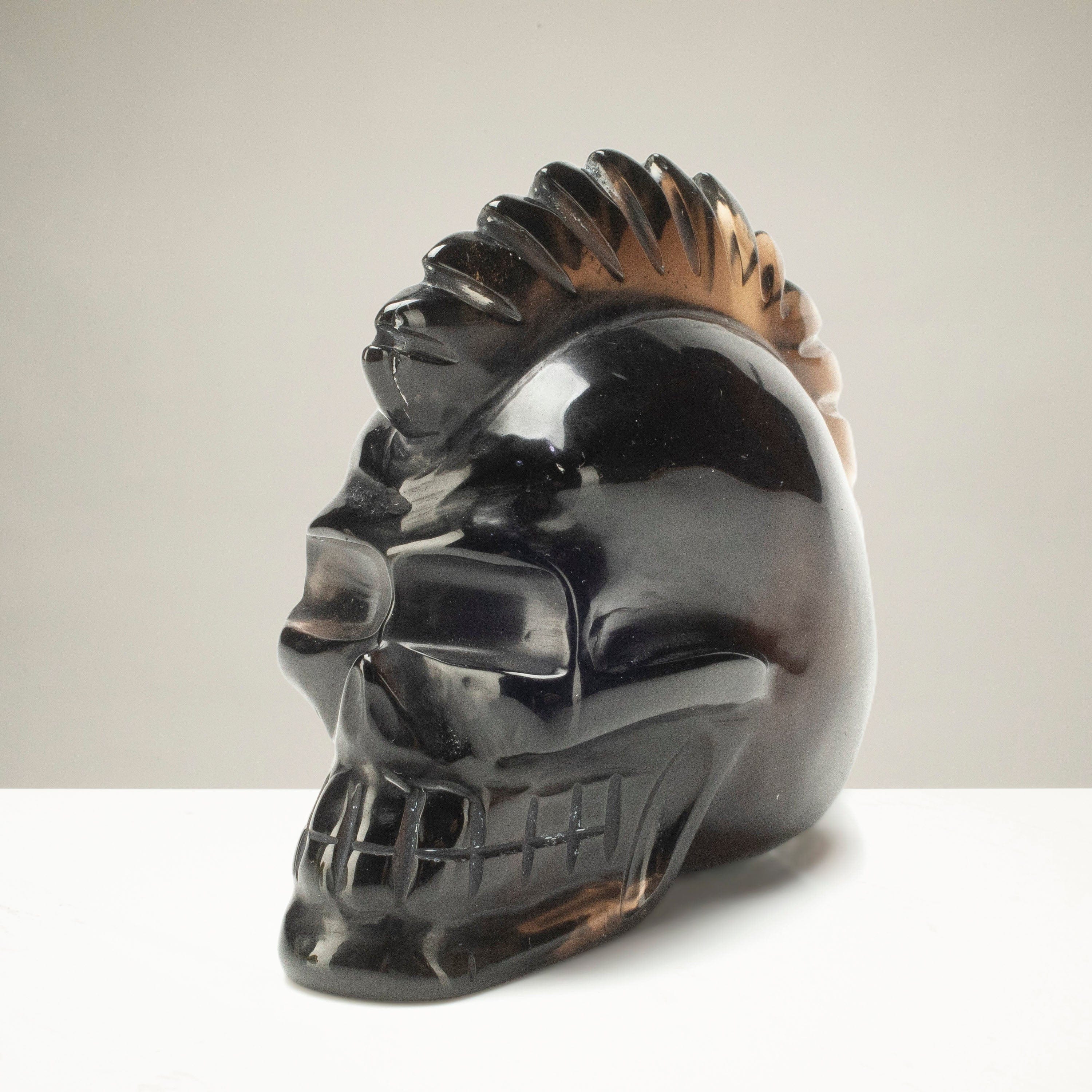 KALIFANO Smoky Quartz Smoky Quartz Skull Carving from Brazil - 3" / 300 grams SK1440.002