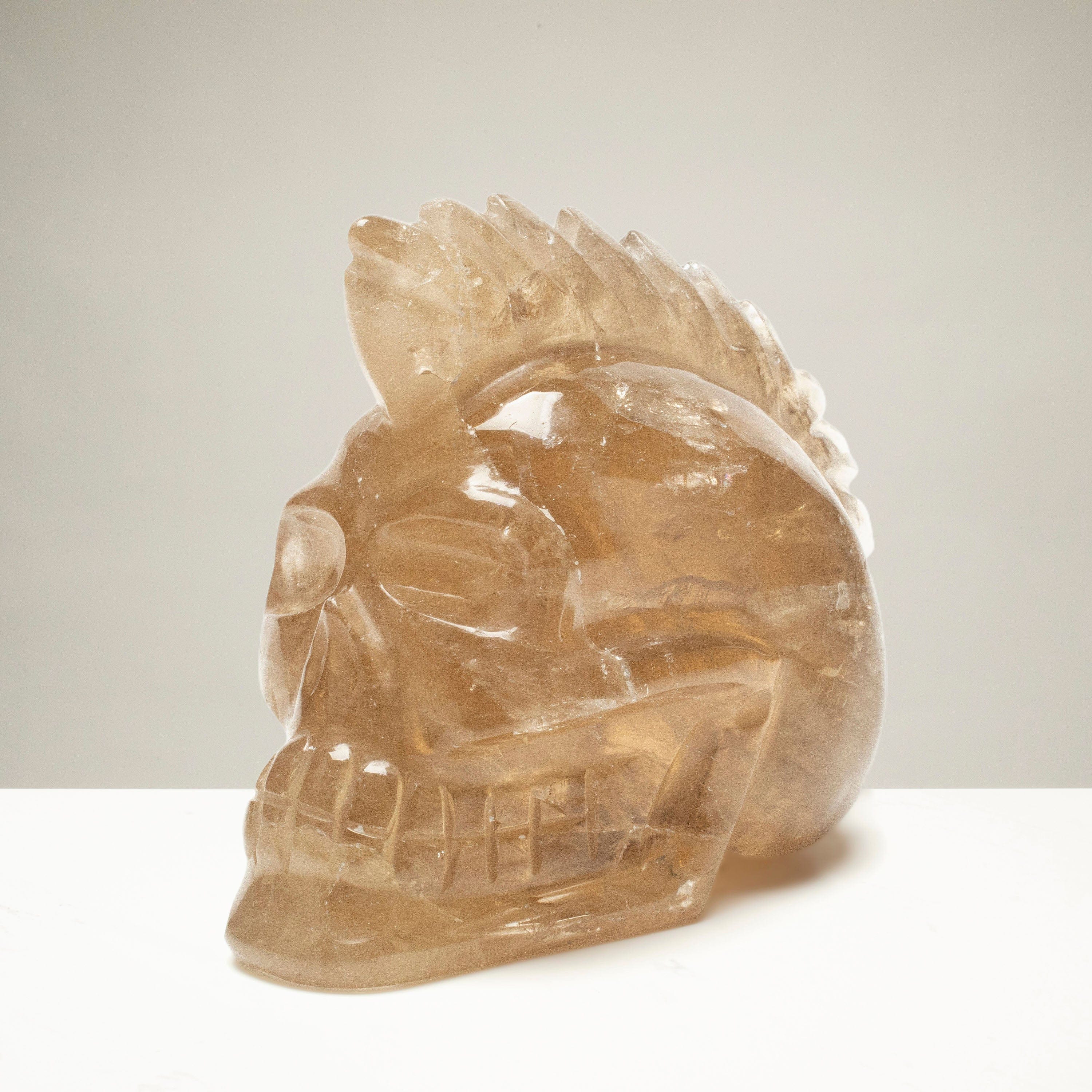 KALIFANO Smoky Quartz Smoky Quartz Skull Carving from Brazil - 3.5" / 750 grams SK4500.006