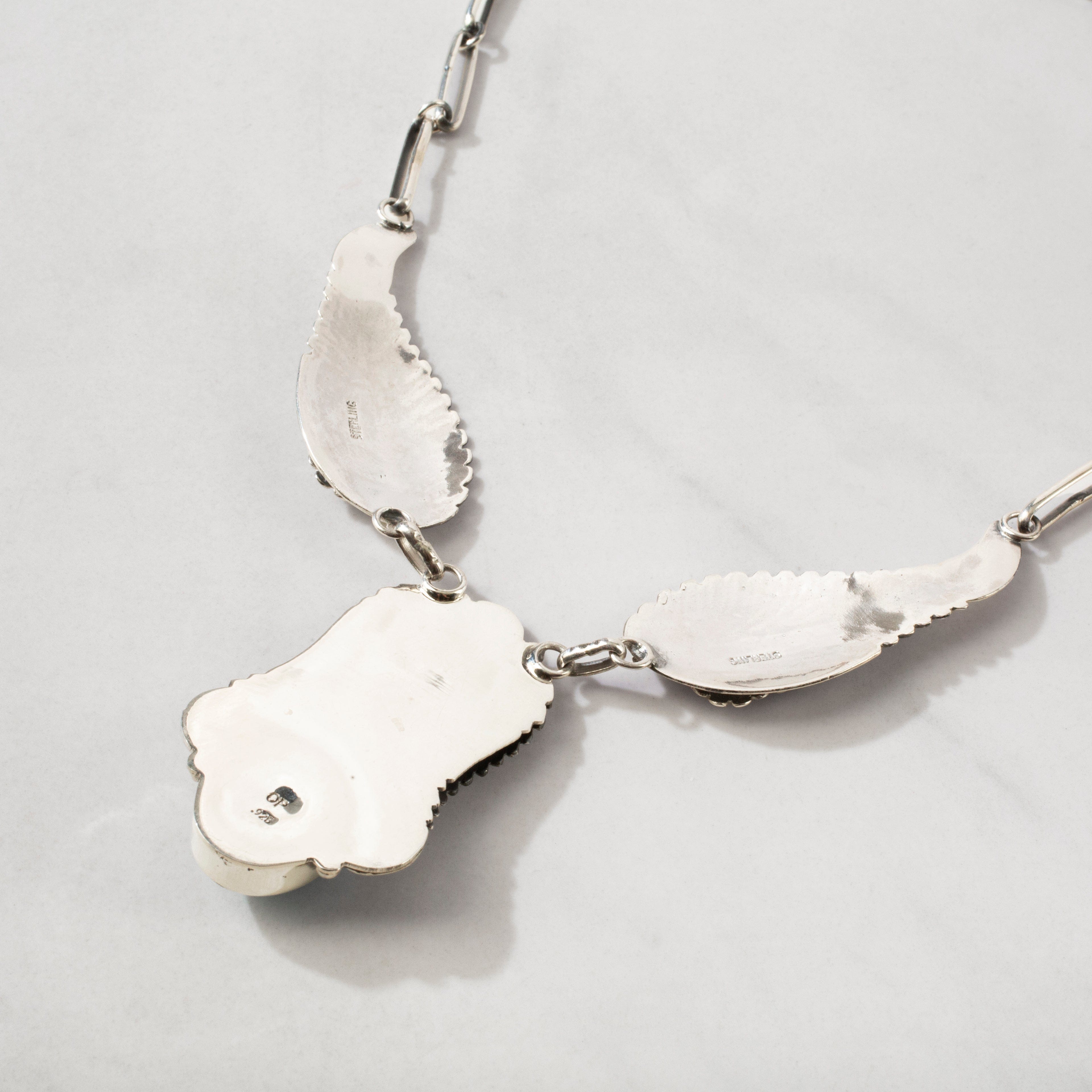 Kalifano Southwest Silver Jewelry 16" Kingman Turquoise Feather Handmade 925 Sterling Silver Chain Link Necklace NMN.0340.TQ