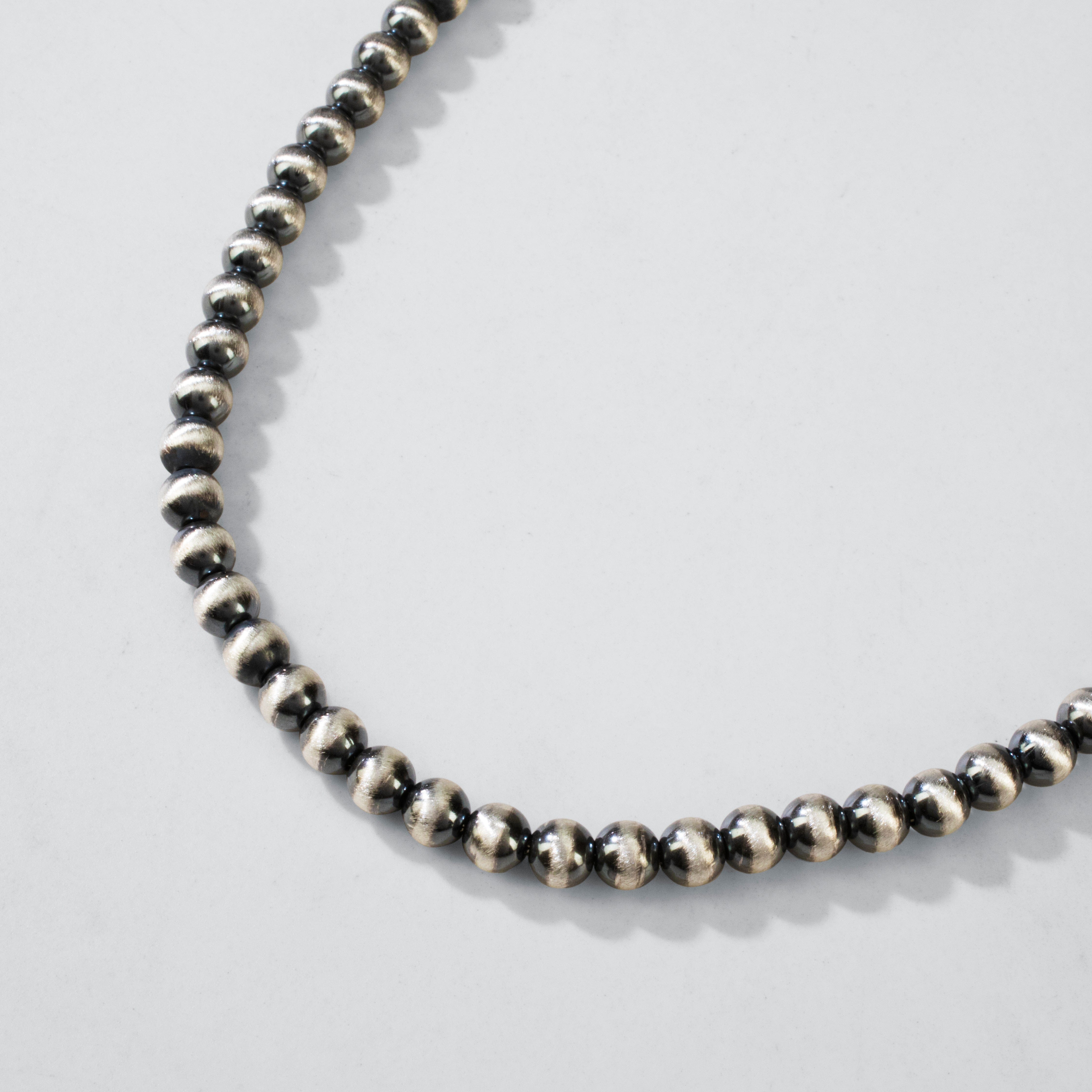 Kalifano Southwest Silver Jewelry 16" Single Strand 6mm Navajo Pearl USA Handmade 925 Sterling Silver Necklace NMN.0052.NP16
