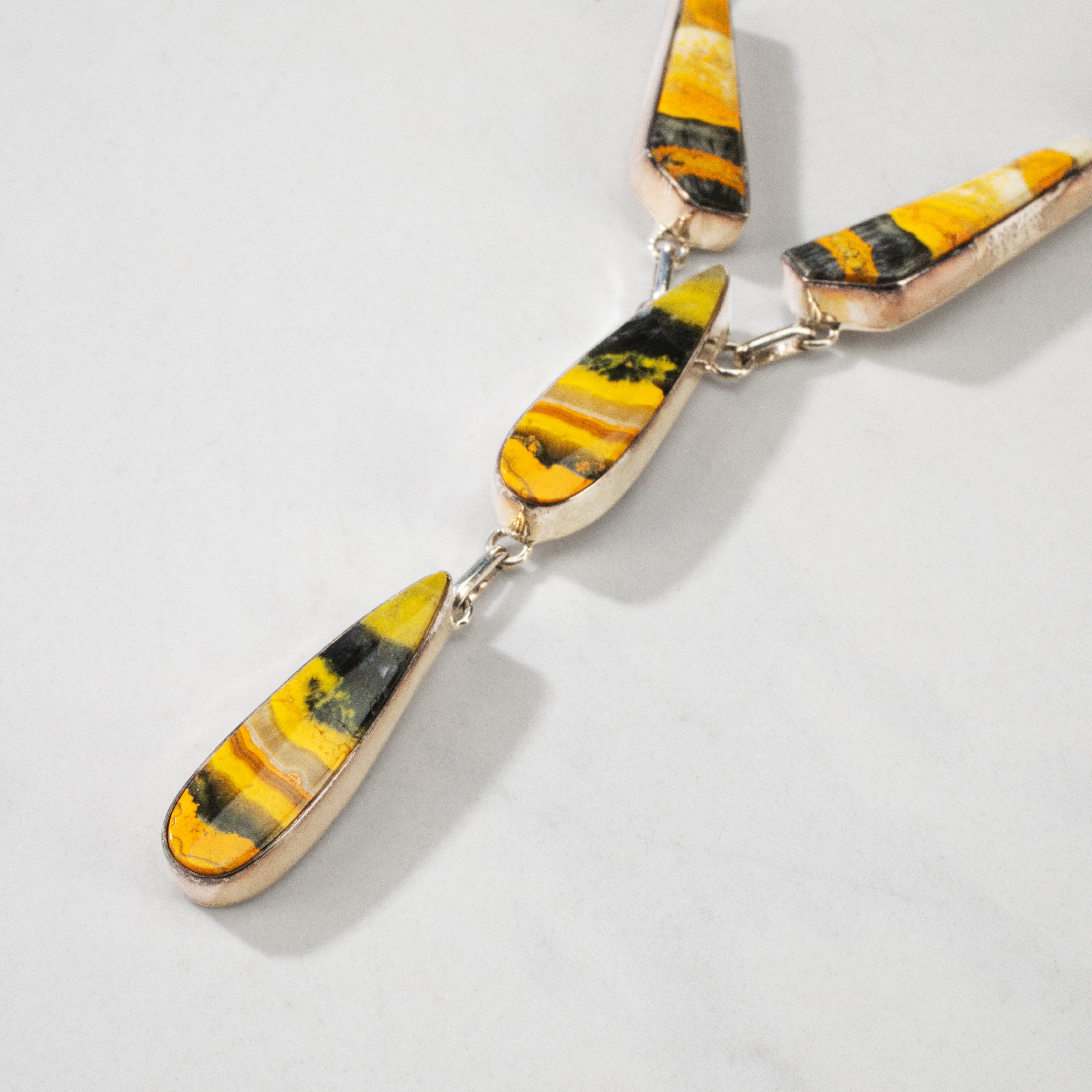 Kalifano Southwest Silver Jewelry 20" Bumblebee Jasper USA Handmade 925 Sterling Silver Necklace NMN.0425.BB.01