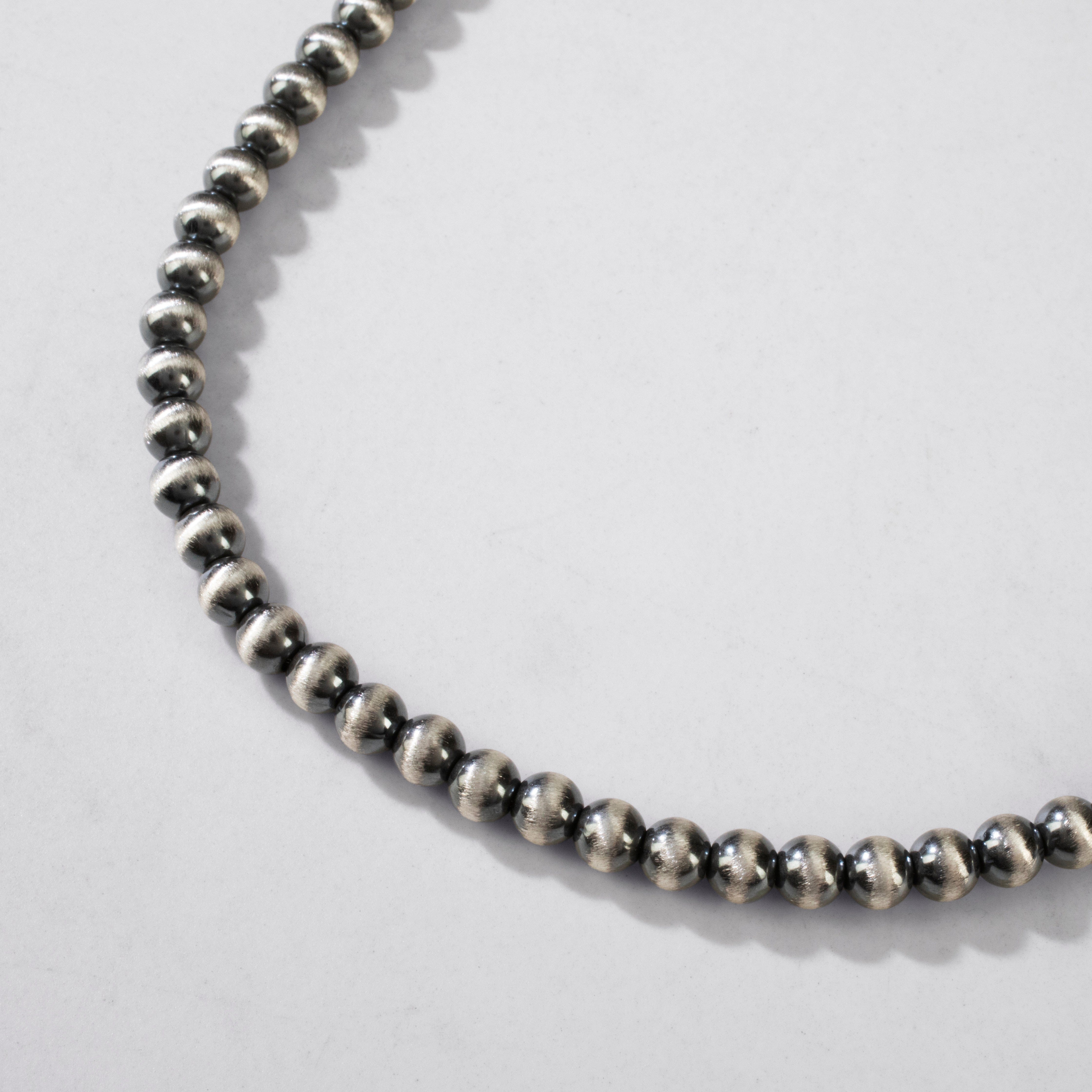 Kalifano Southwest Silver Jewelry 22" Single Strand 6mm Navajo Pearl USA Handmade 925 Sterling Silver Necklace NMN.0071.NP22