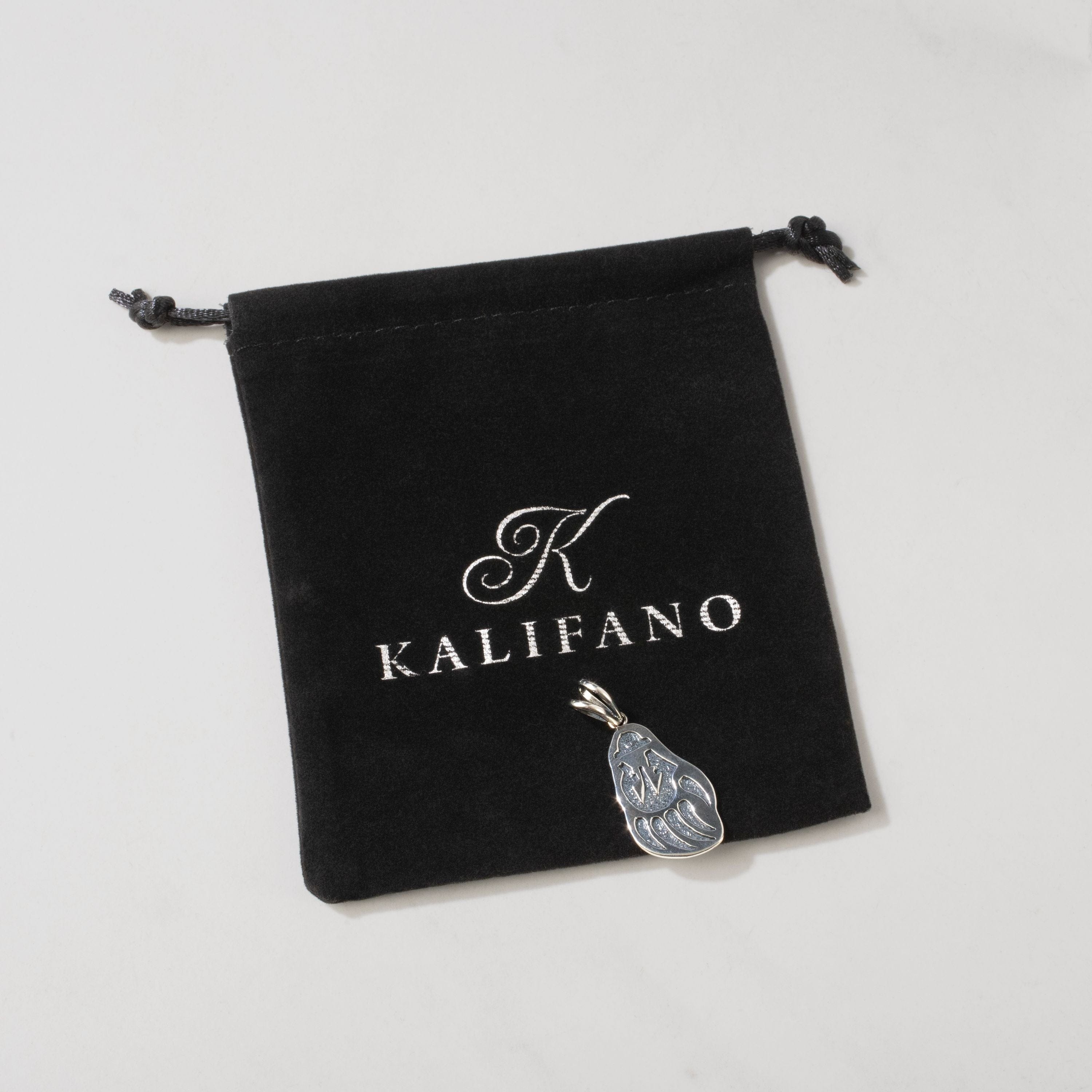 Kalifano Southwest Silver Jewelry Bear Paw 925 Sterling Silver USA Handmade Pendant NMN.2182.SS