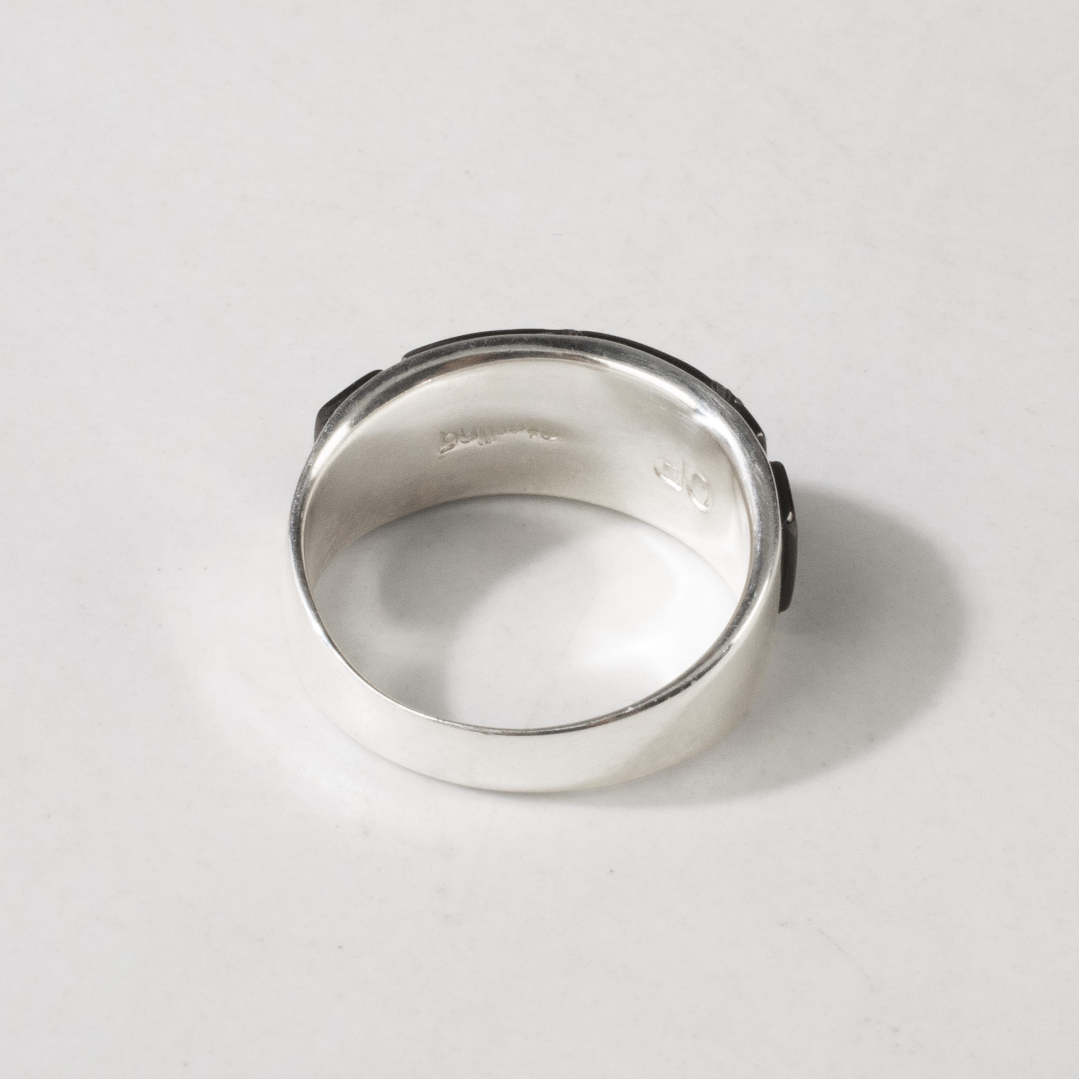 Kalifano Southwest Silver Jewelry Black Onyx 925 Sterling Silver Ring USA Handmade with Laboratory Opal Accent