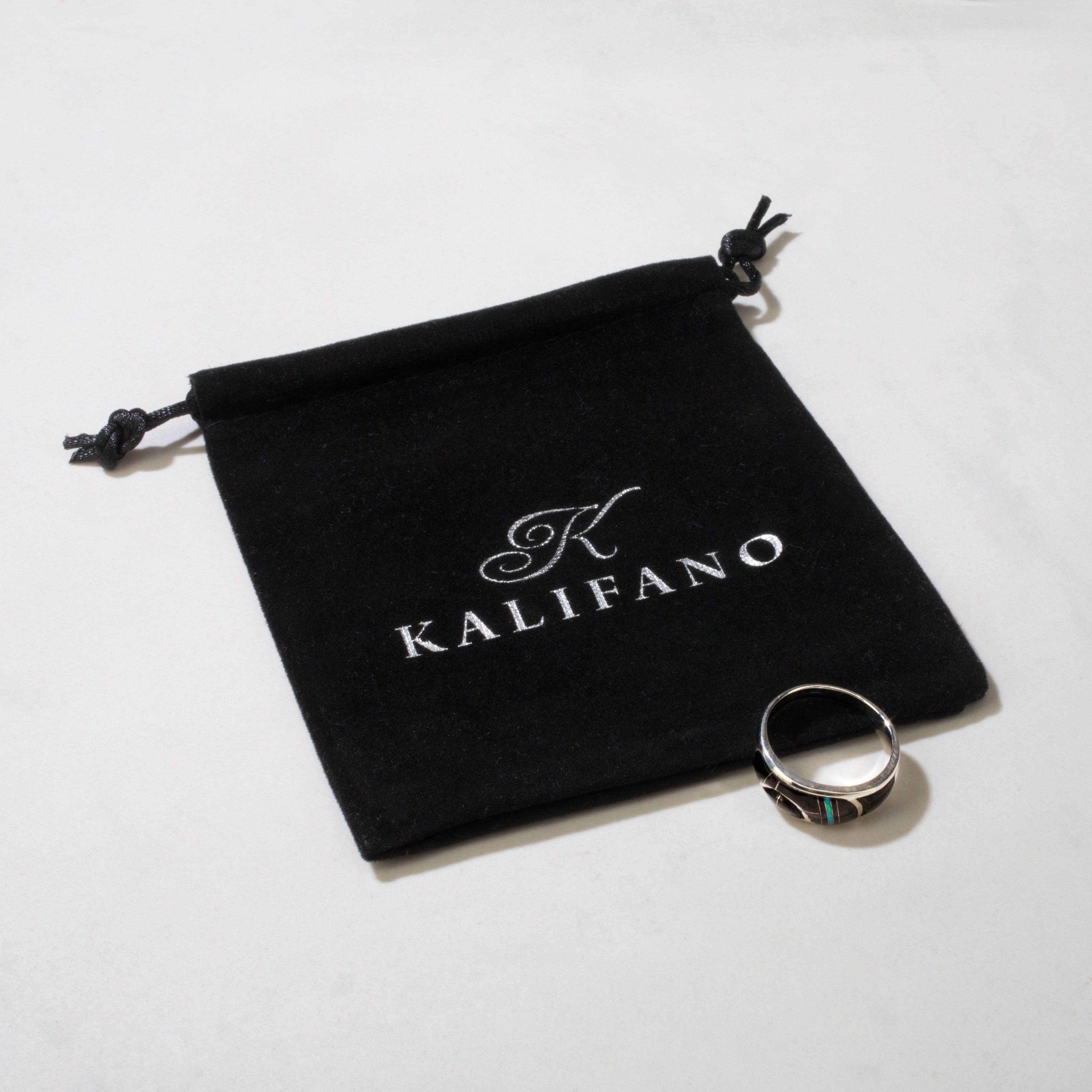 Kalifano Southwest Silver Jewelry Black Onyx 925 Sterling Silver Ring USA Handmade with Labratory Opal Accent