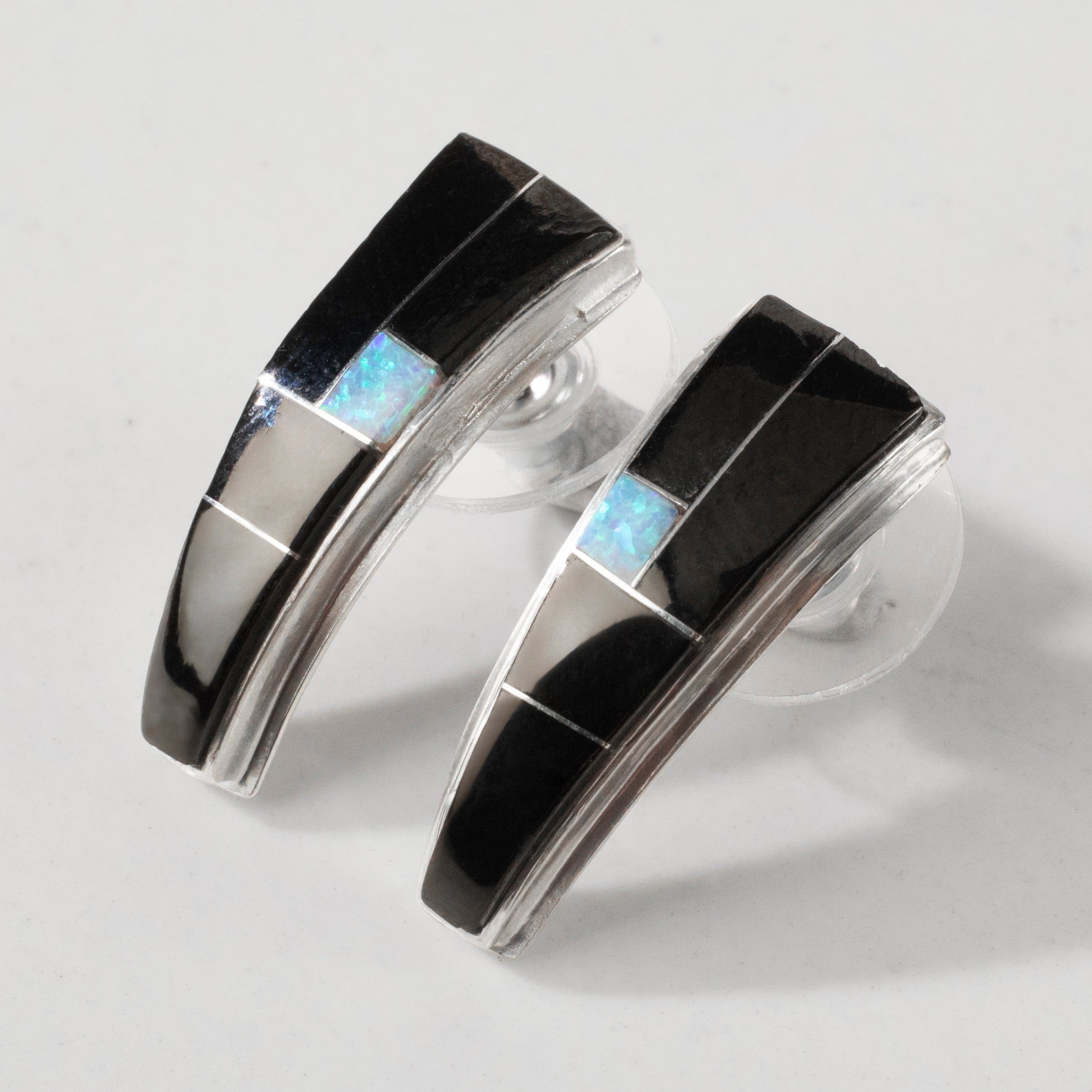 Kalifano Southwest Silver Jewelry Black Onyx 925 Sterling Silver USA Handmade Earring with Stud Backing NME.0786.BO