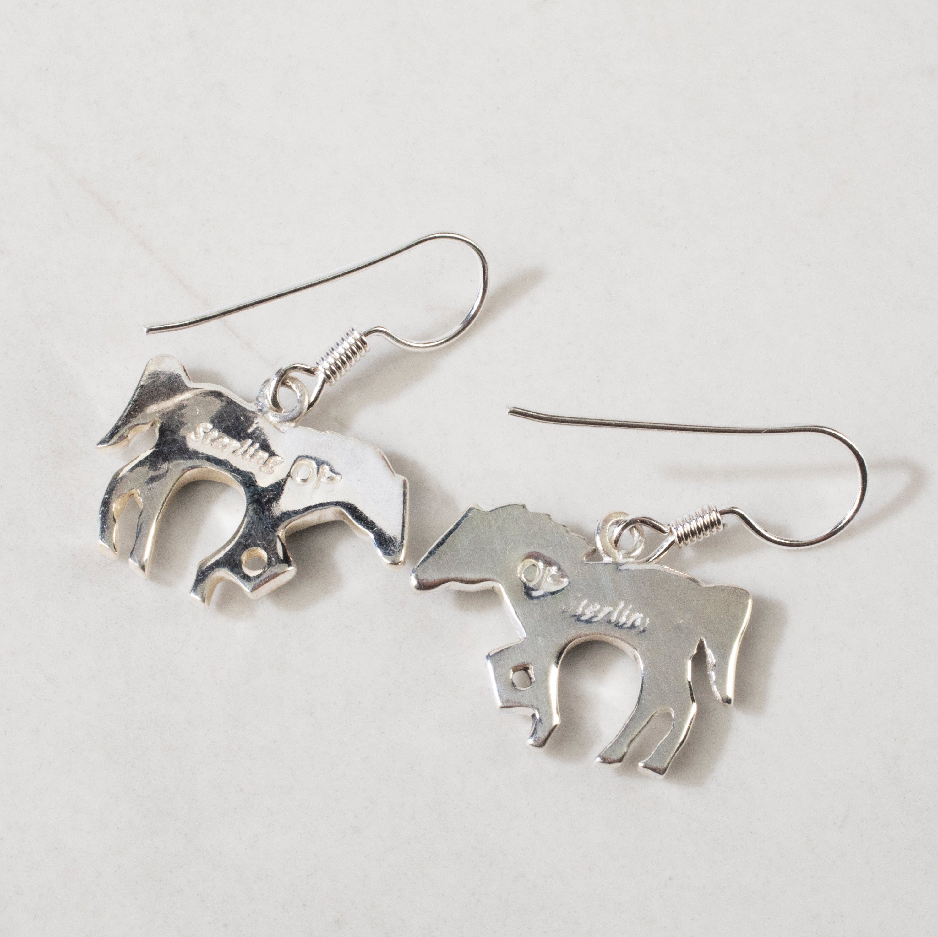 Kalifano Southwest Silver Jewelry Black Onyx Horse USA Handmade 925 Sterling Silver Earrings with French Hook NME.1089.BO