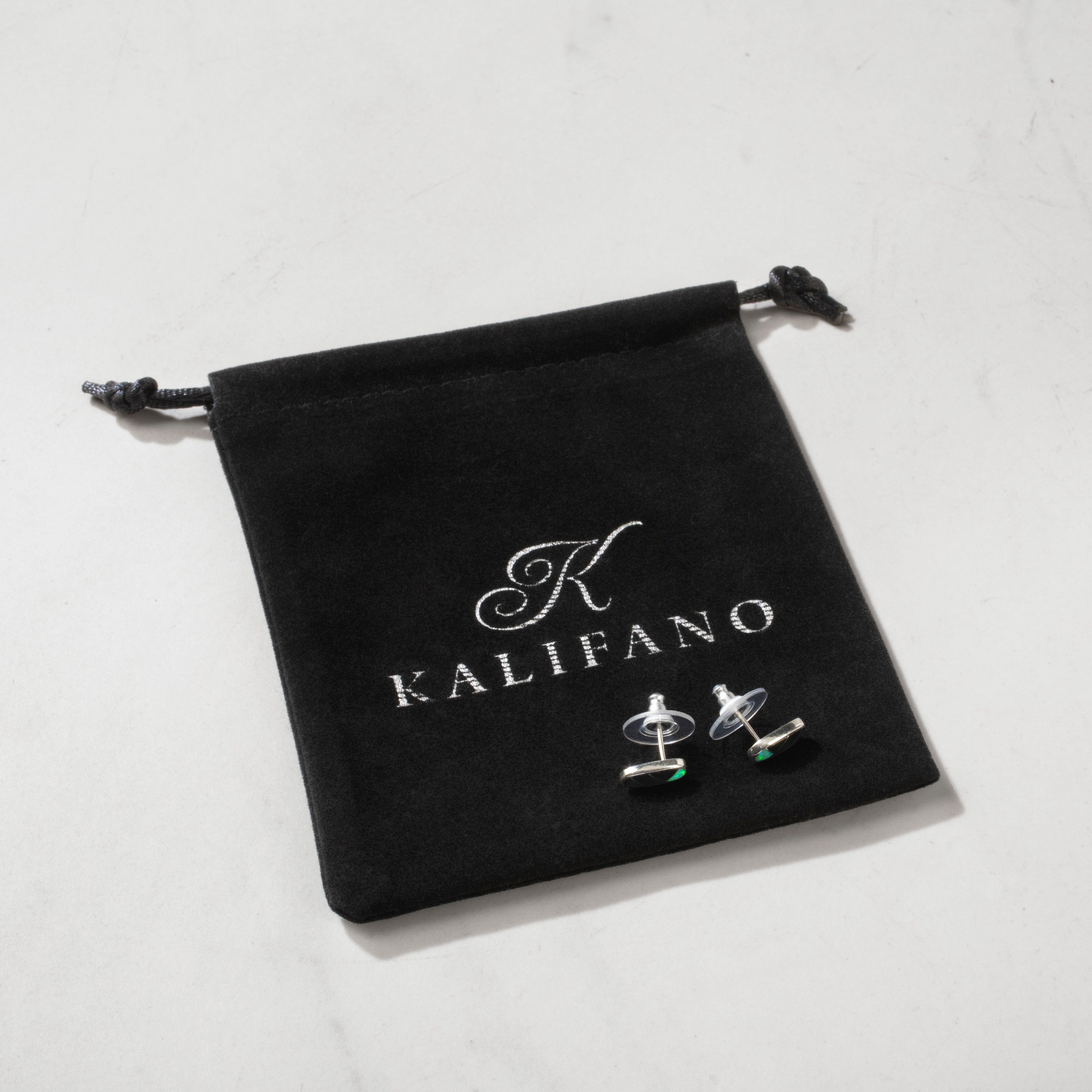 Kalifano Southwest Silver Jewelry Black Onyx Oval 925 Sterling Silver Earring USA Handmade with Stud Backing NME.2238.BO