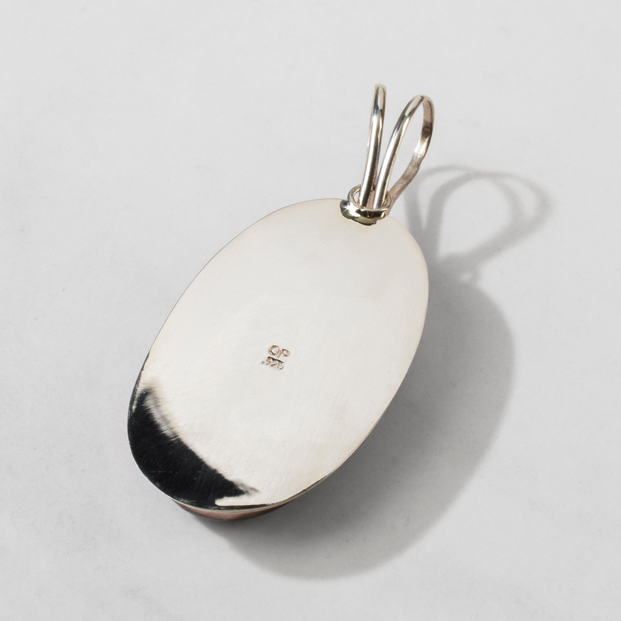 Kalifano Southwest Silver Jewelry Bumbleebee Jasper Oval Handmade 925 Sterling Silver Pendant NMN.0167.BB