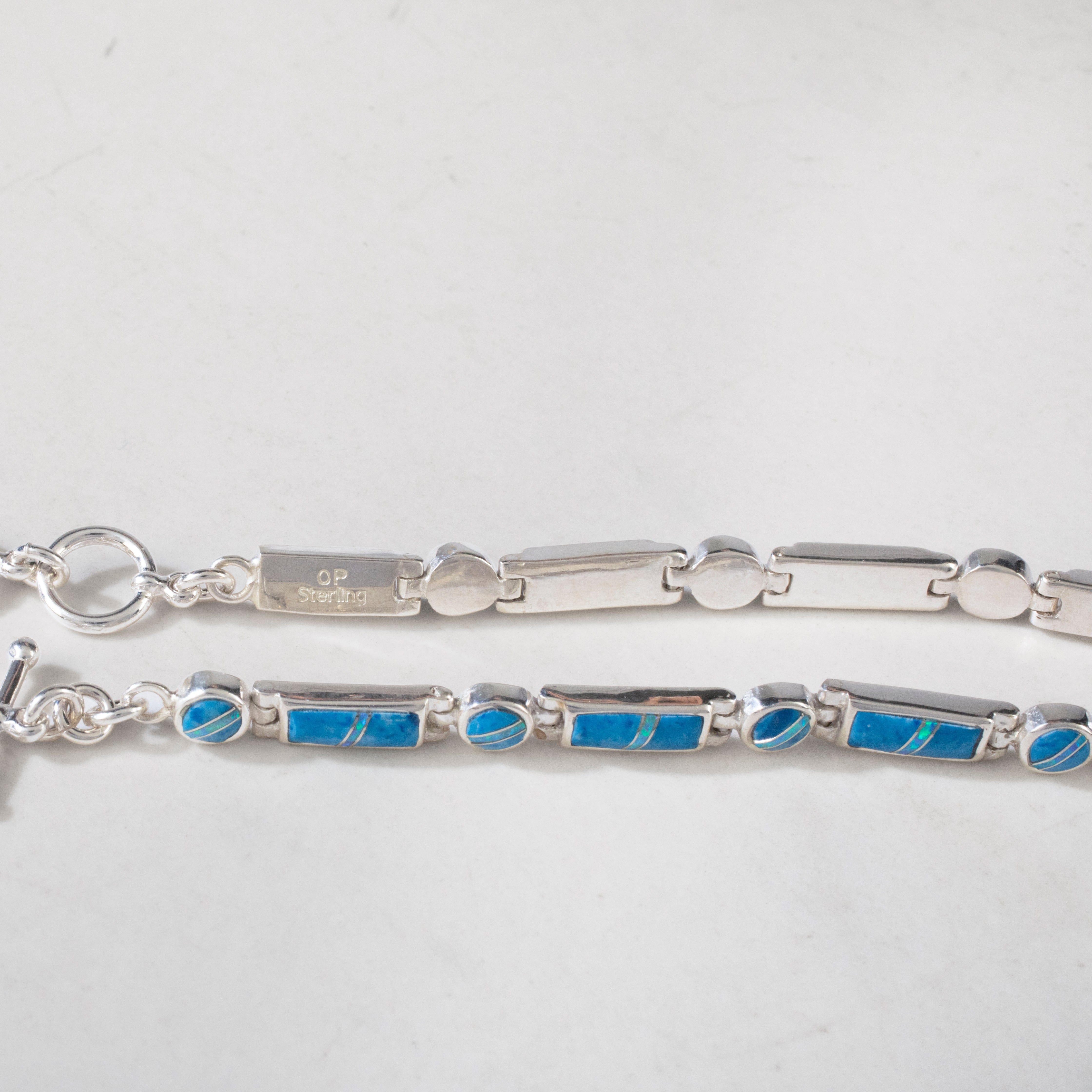 Kalifano Southwest Silver Jewelry Denim Lapis 925 Sterling Silver USA Handmade Bracelet NMB.0218.DL