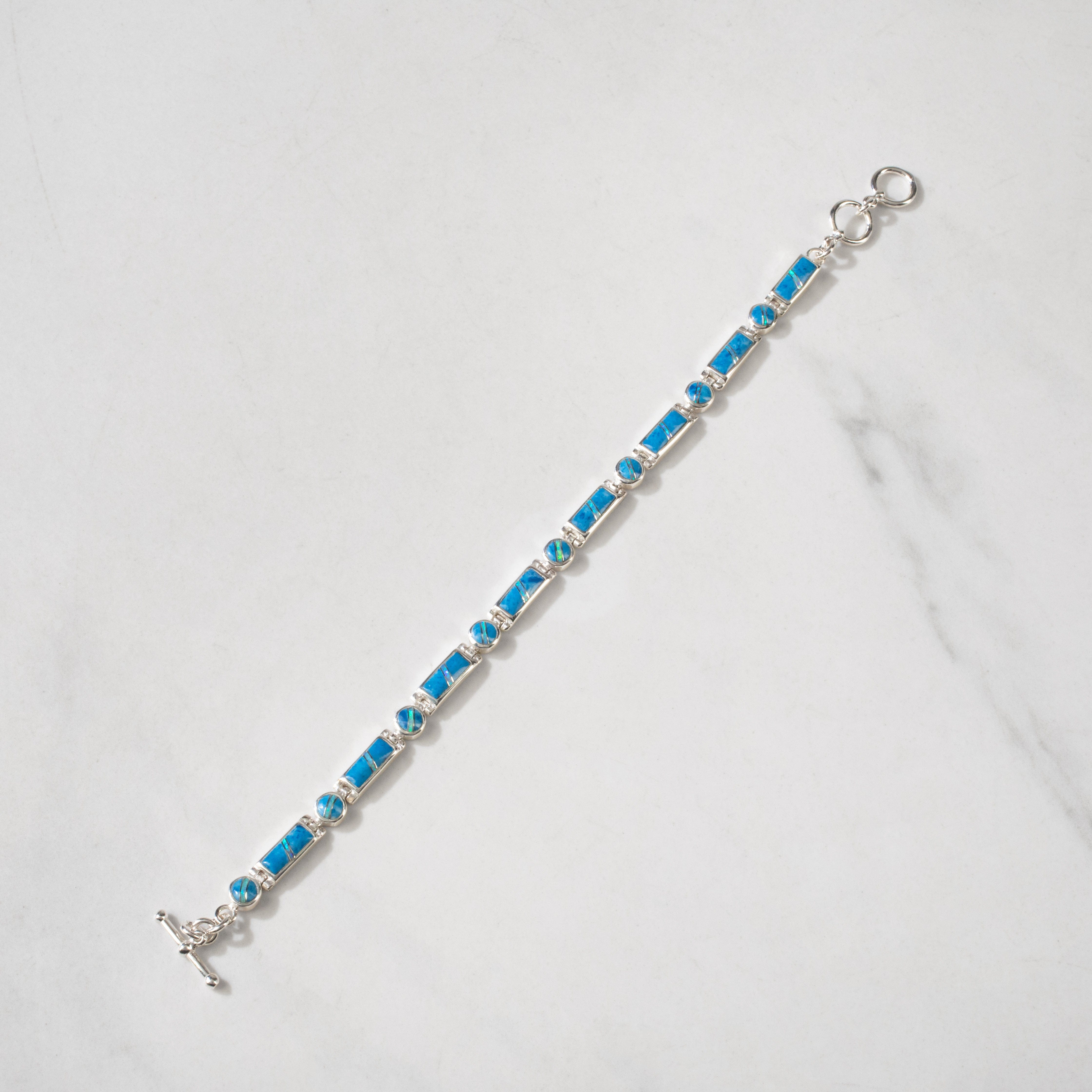 Kalifano Southwest Silver Jewelry Denim Lapis 925 Sterling Silver USA Handmade Bracelet NMB.0218.DL
