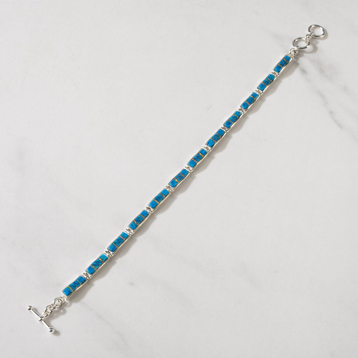 KALIFANO | Denim Lapis Regtangle 925 Silver USA Handmade Bracelet