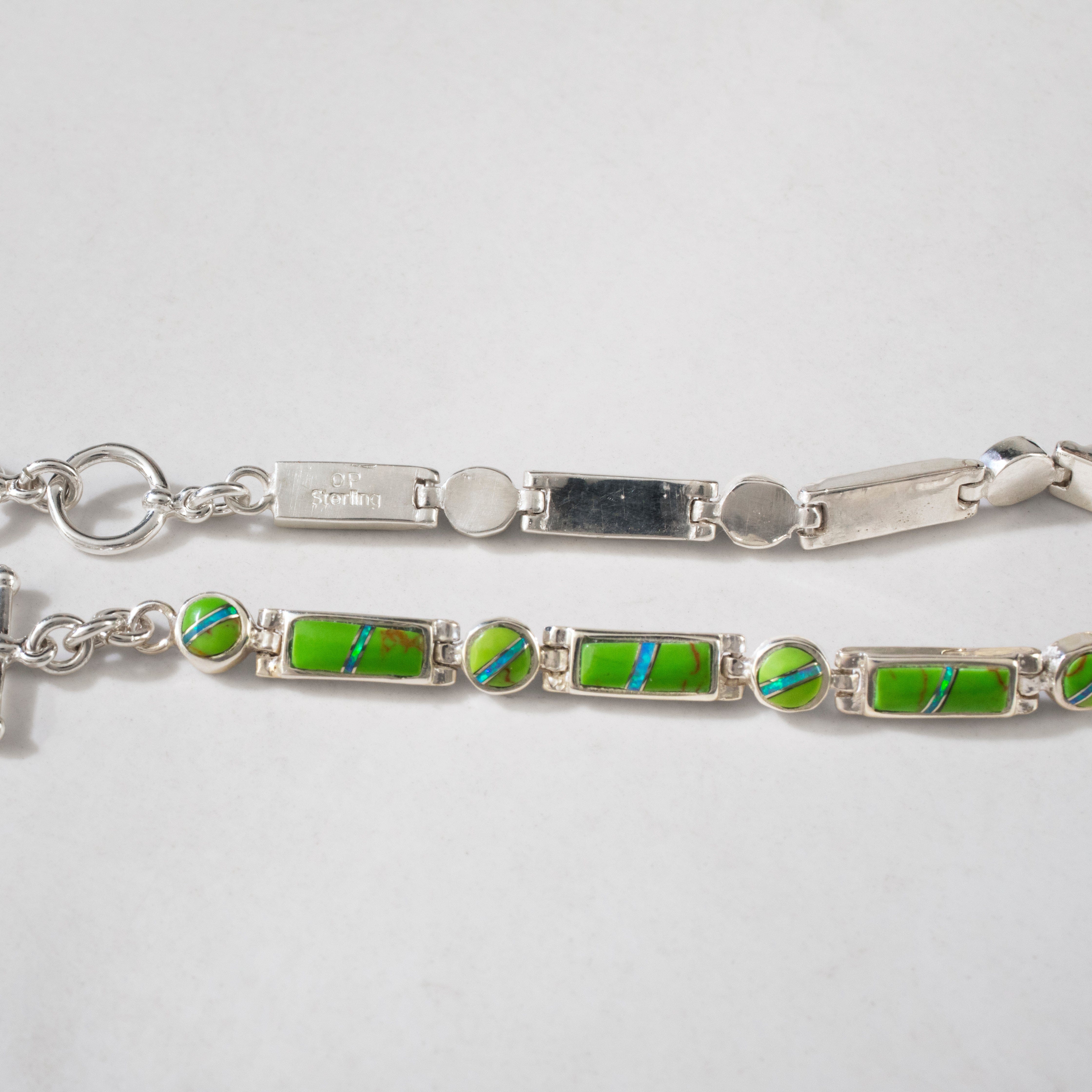 Kalifano Southwest Silver Jewelry Gaspeite 925 Sterling silver USA Handmade Bracelet NMB.0218.GP