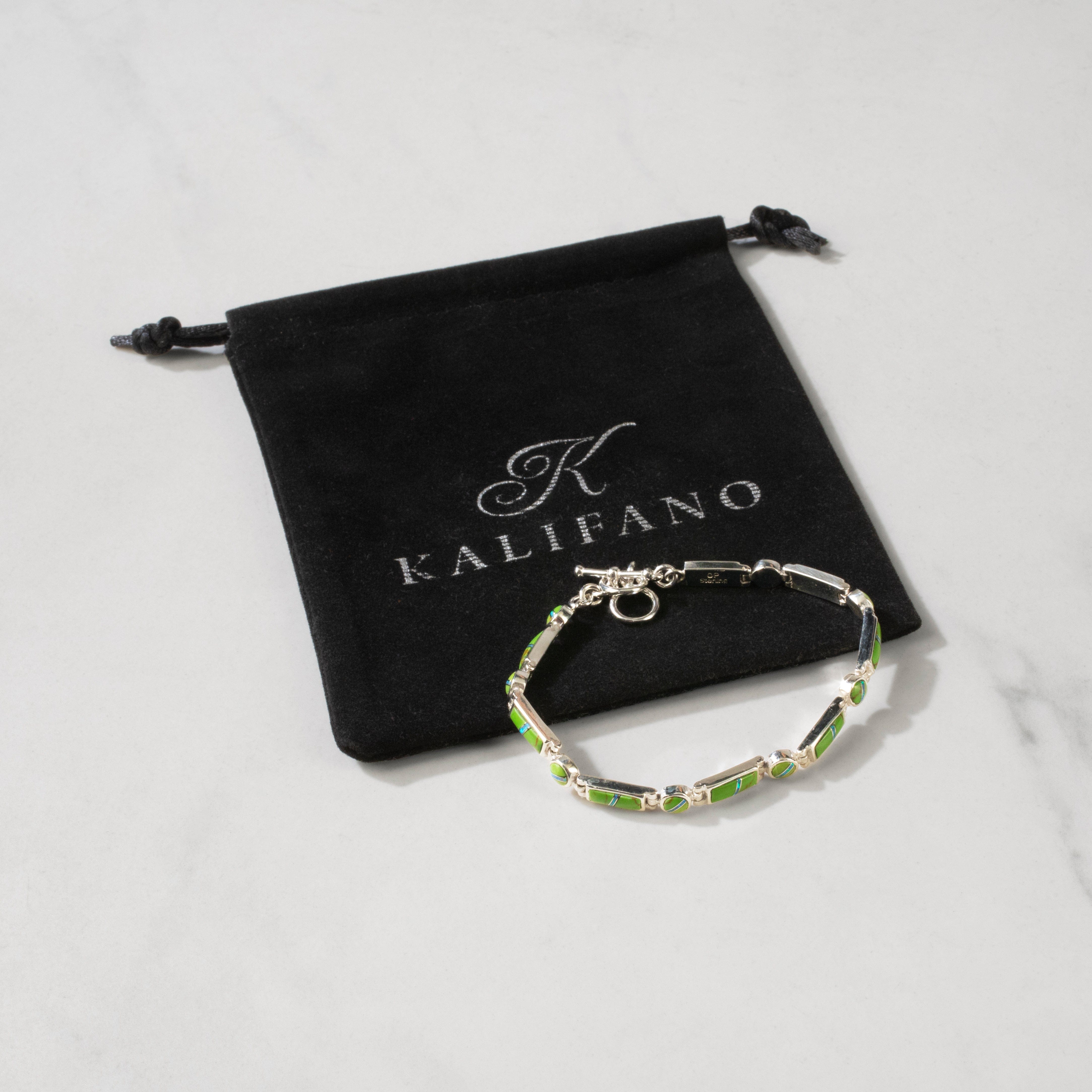 Kalifano Southwest Silver Jewelry Gaspeite 925 Sterling silver USA Handmade Bracelet NMB.0218.GP