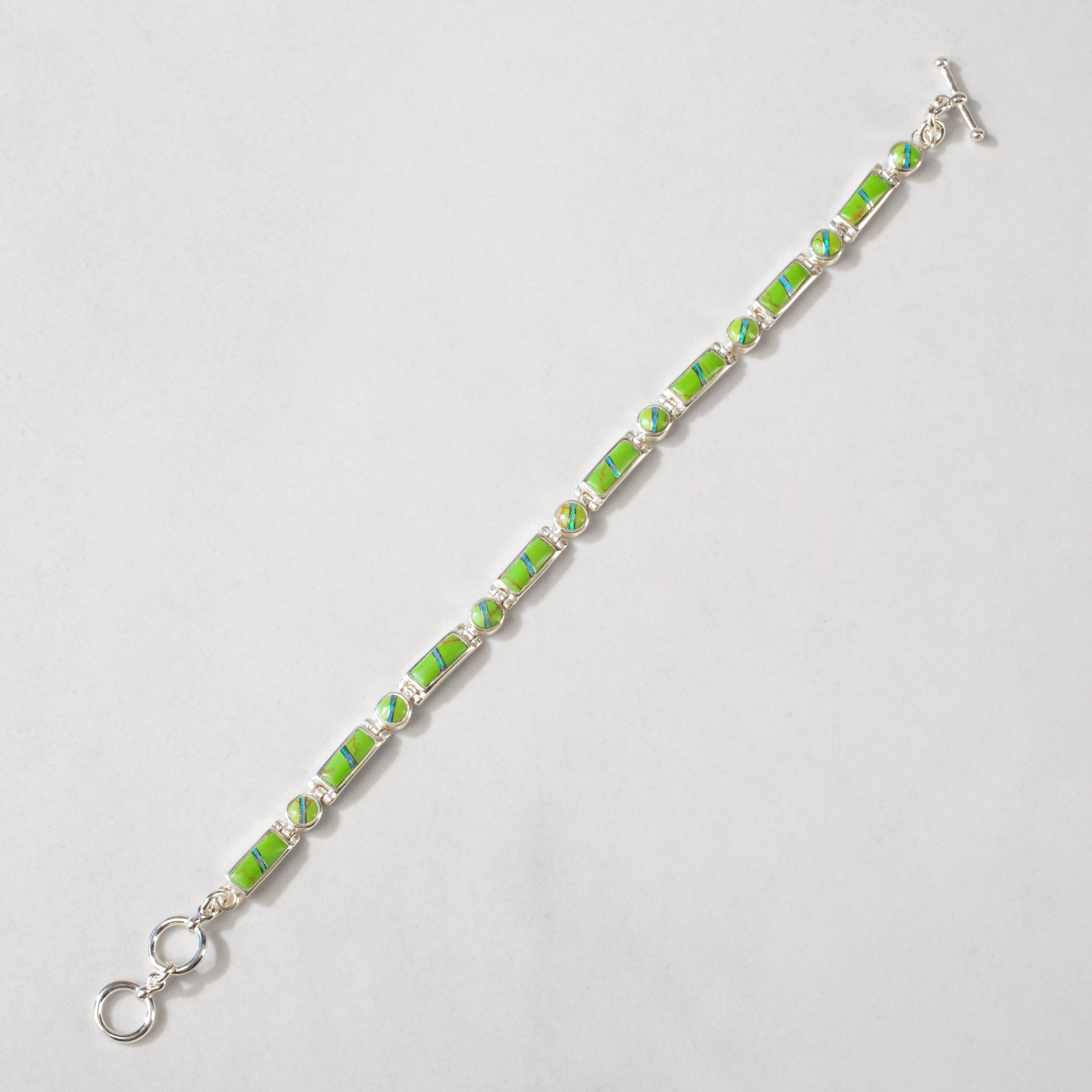 Kalifano Southwest Silver Jewelry Gaspeite 925 Sterling silver USA Handmade Bracelet NMB.0218.GP