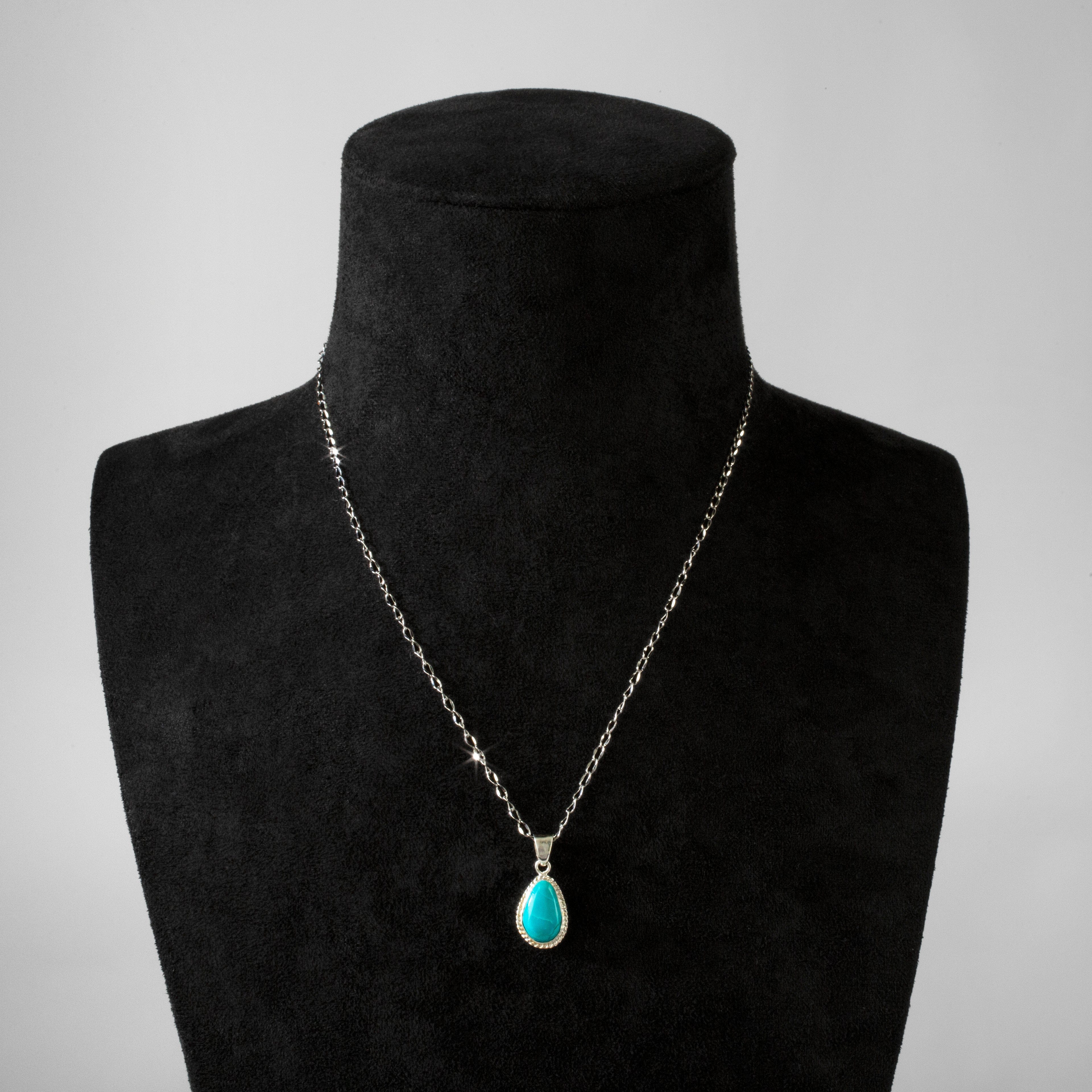 Kalifano Southwest Silver Jewelry Kingman Turquoise USA Handmade 925 Sterling Silver Pendant NMN.0016.TQ