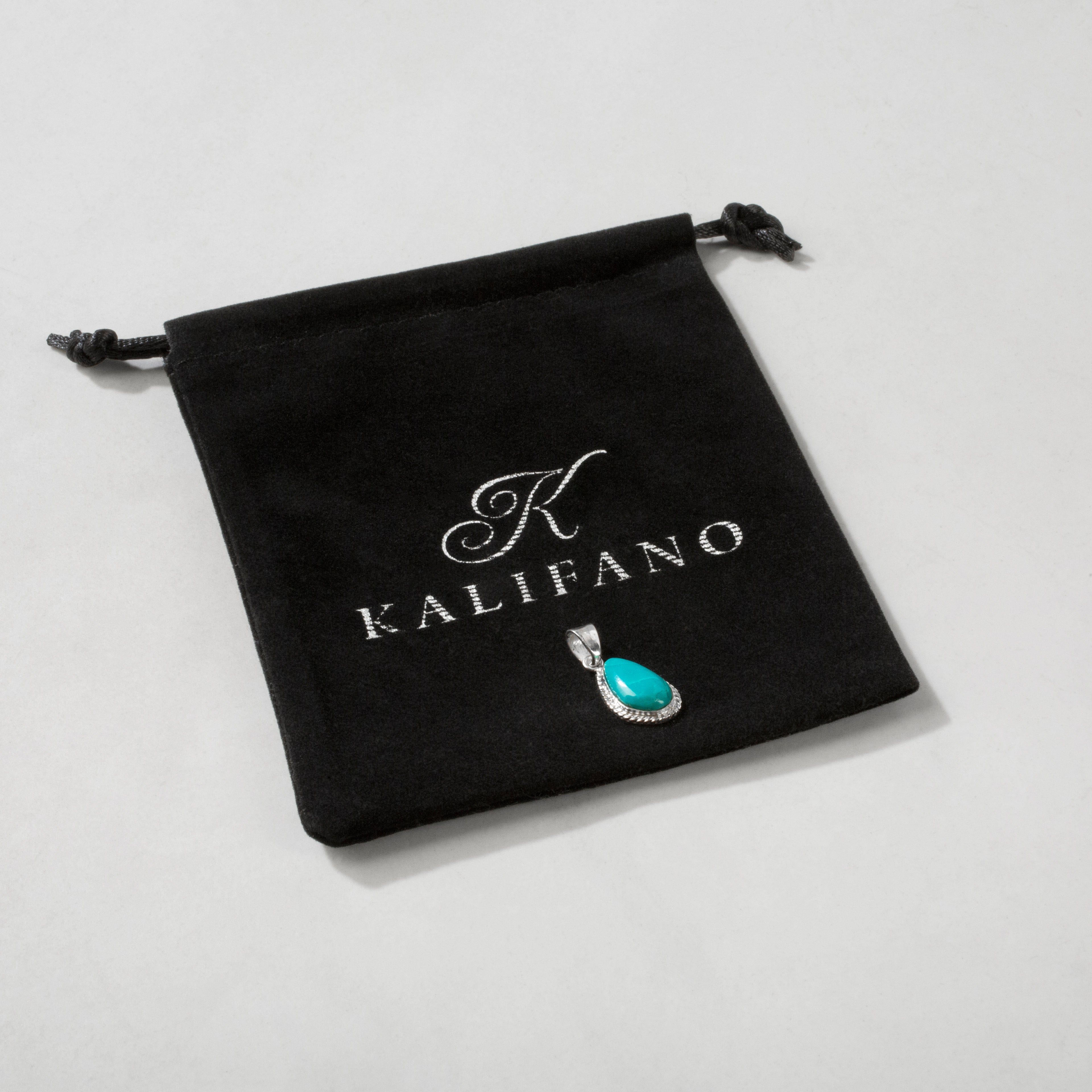 Kalifano Southwest Silver Jewelry Kingman Turquoise USA Handmade 925 Sterling Silver Pendant NMN.0016.TQ
