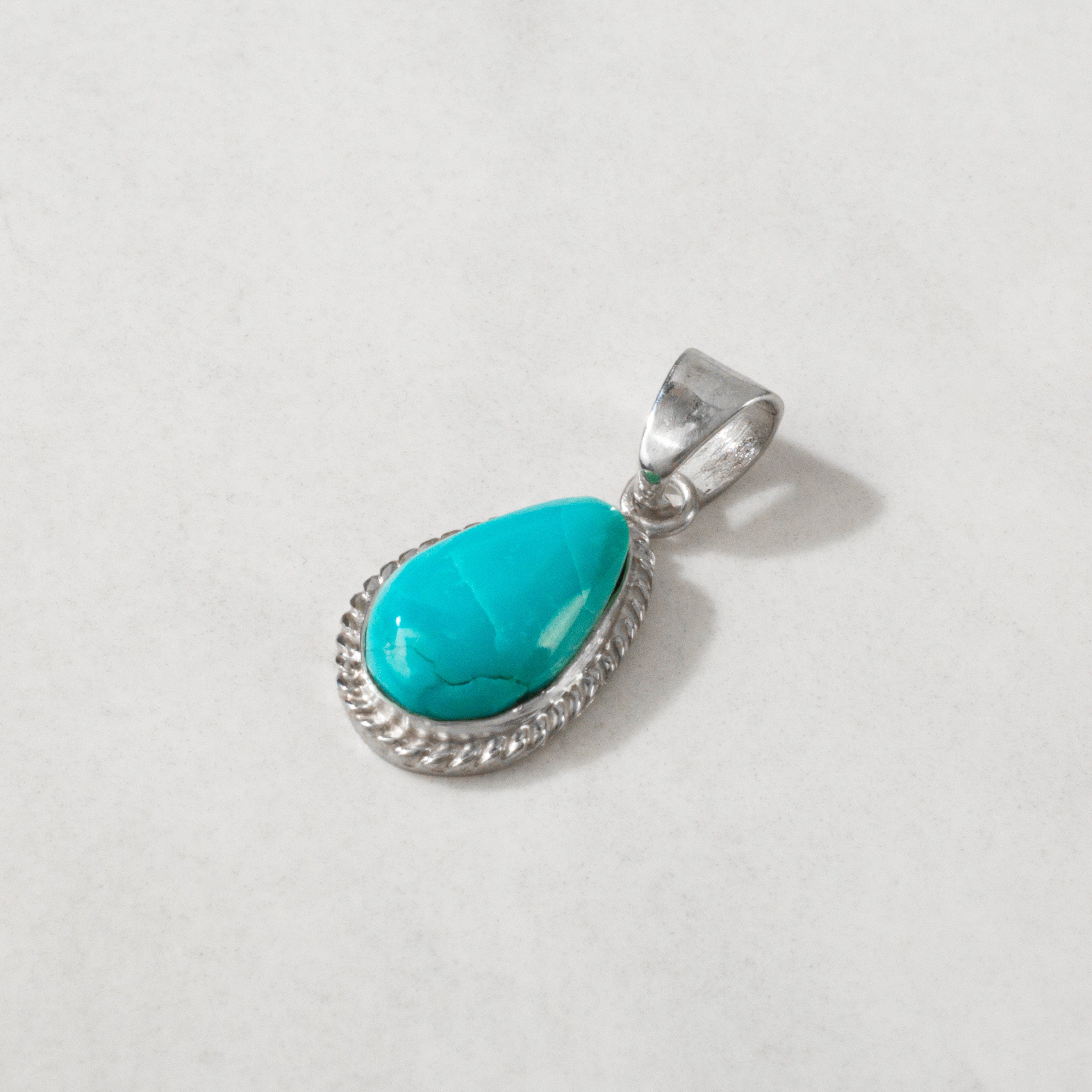 Kalifano Southwest Silver Jewelry Kingman Turquoise USA Handmade 925 Sterling Silver Pendant NMN.0016.TQ