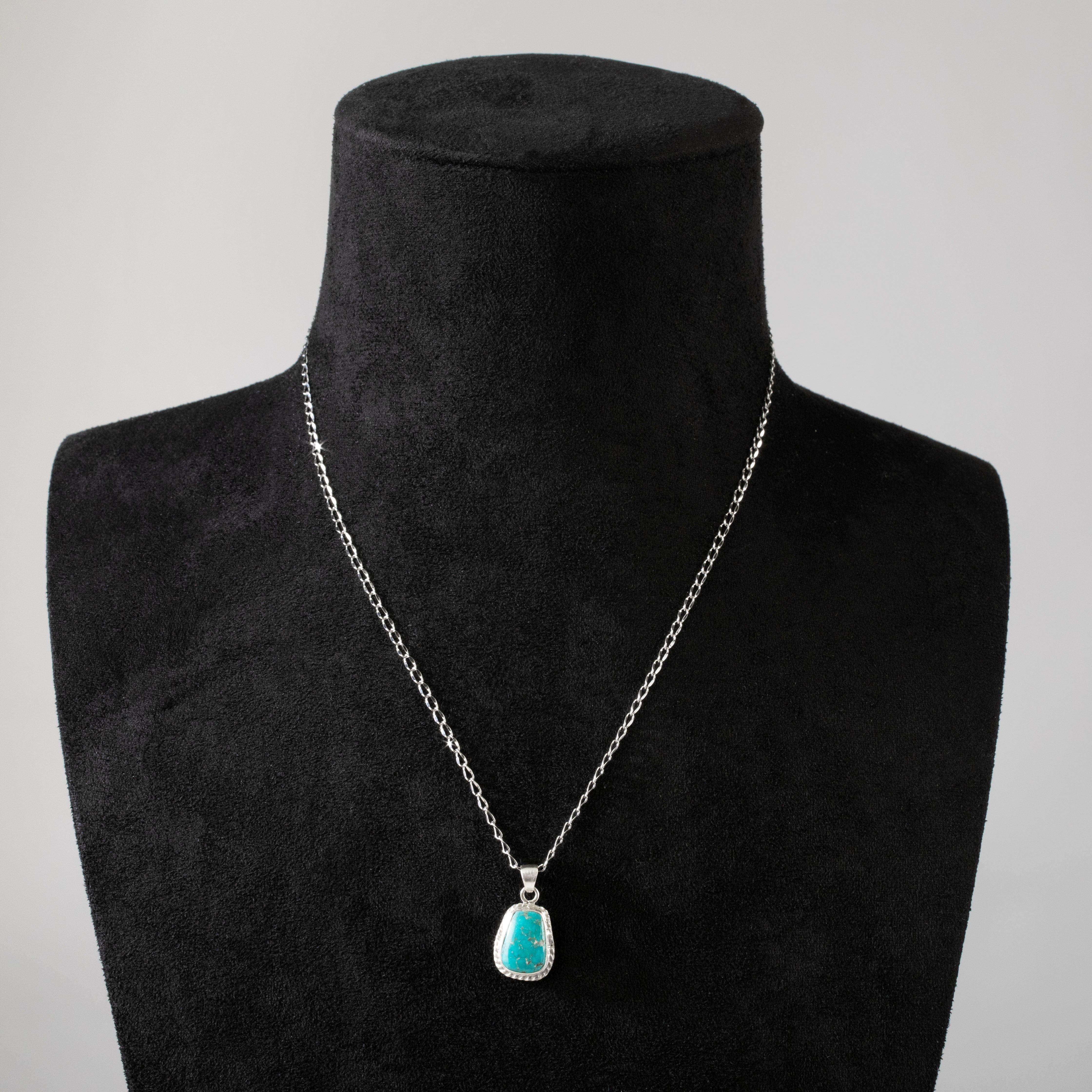 Kalifano Southwest Silver Jewelry Kingman Turquoise USA Handmade 925 Sterling Silver Pendant NMN.0017.TQ