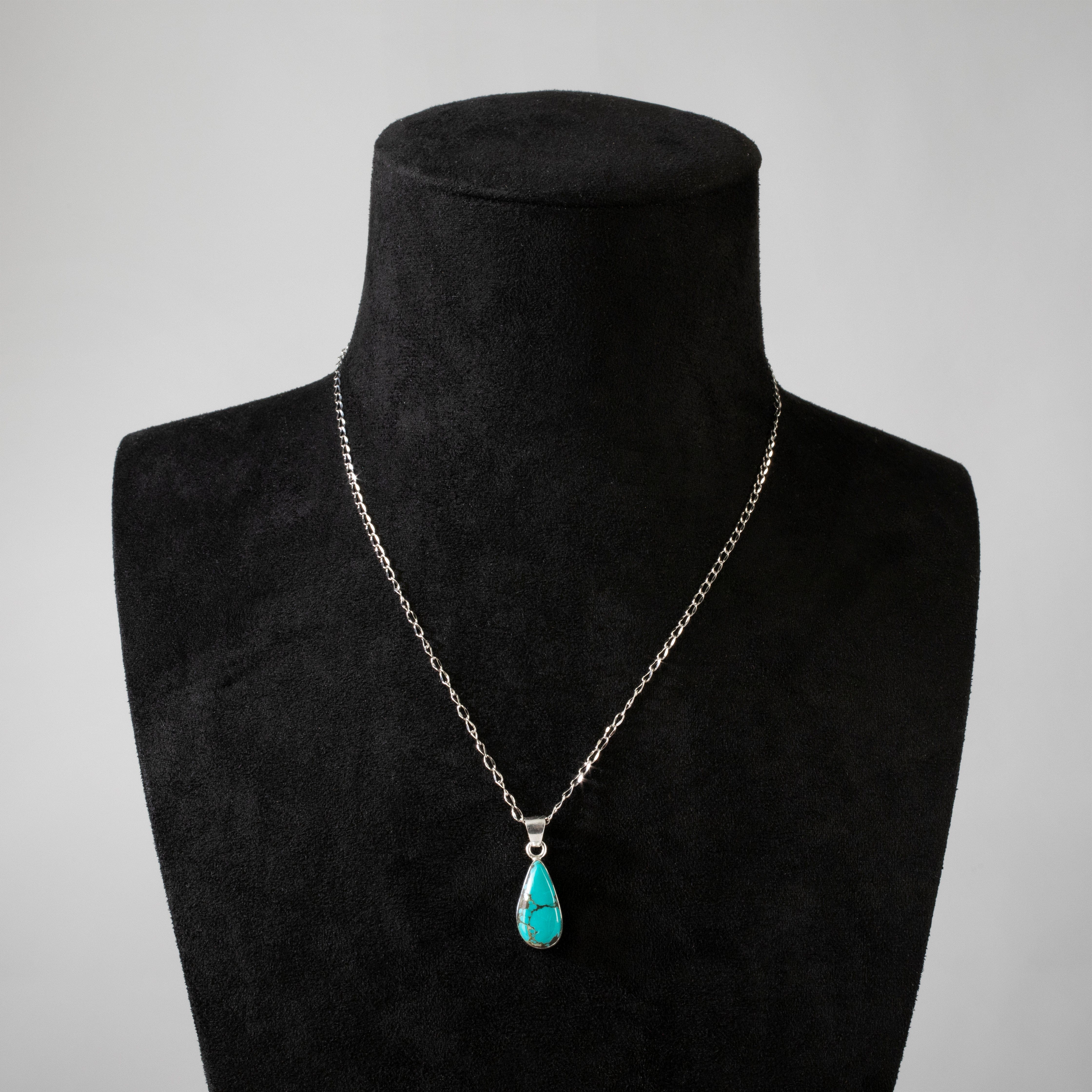 Kalifano Southwest Silver Jewelry Kingman Turquoise USA Handmade 925 Sterling Silver Pendant NMN.0018.TQ