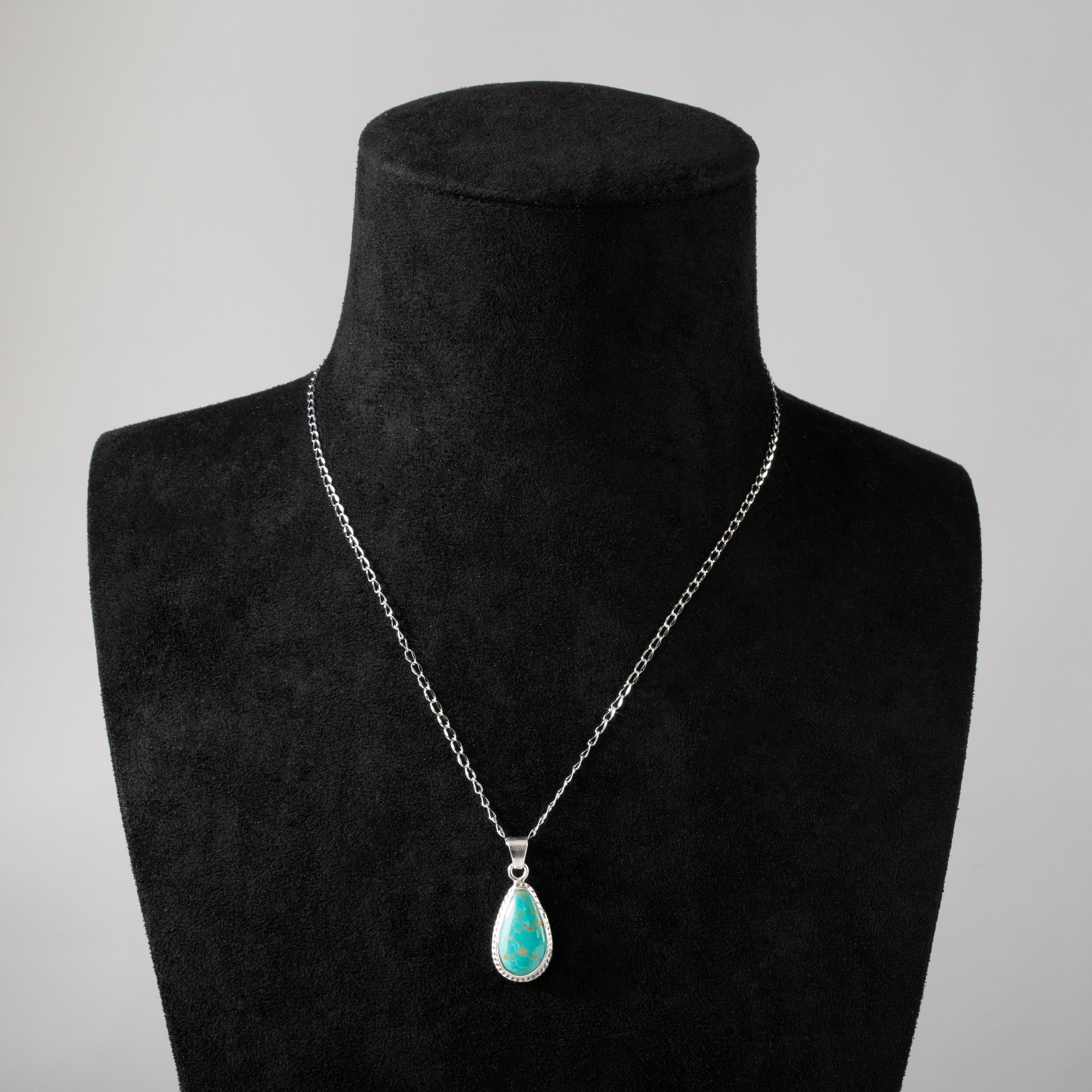 Kalifano Southwest Silver Jewelry Kingman Turquoise USA Handmade 925 Sterling Silver Pendant NMN.0022.TQ