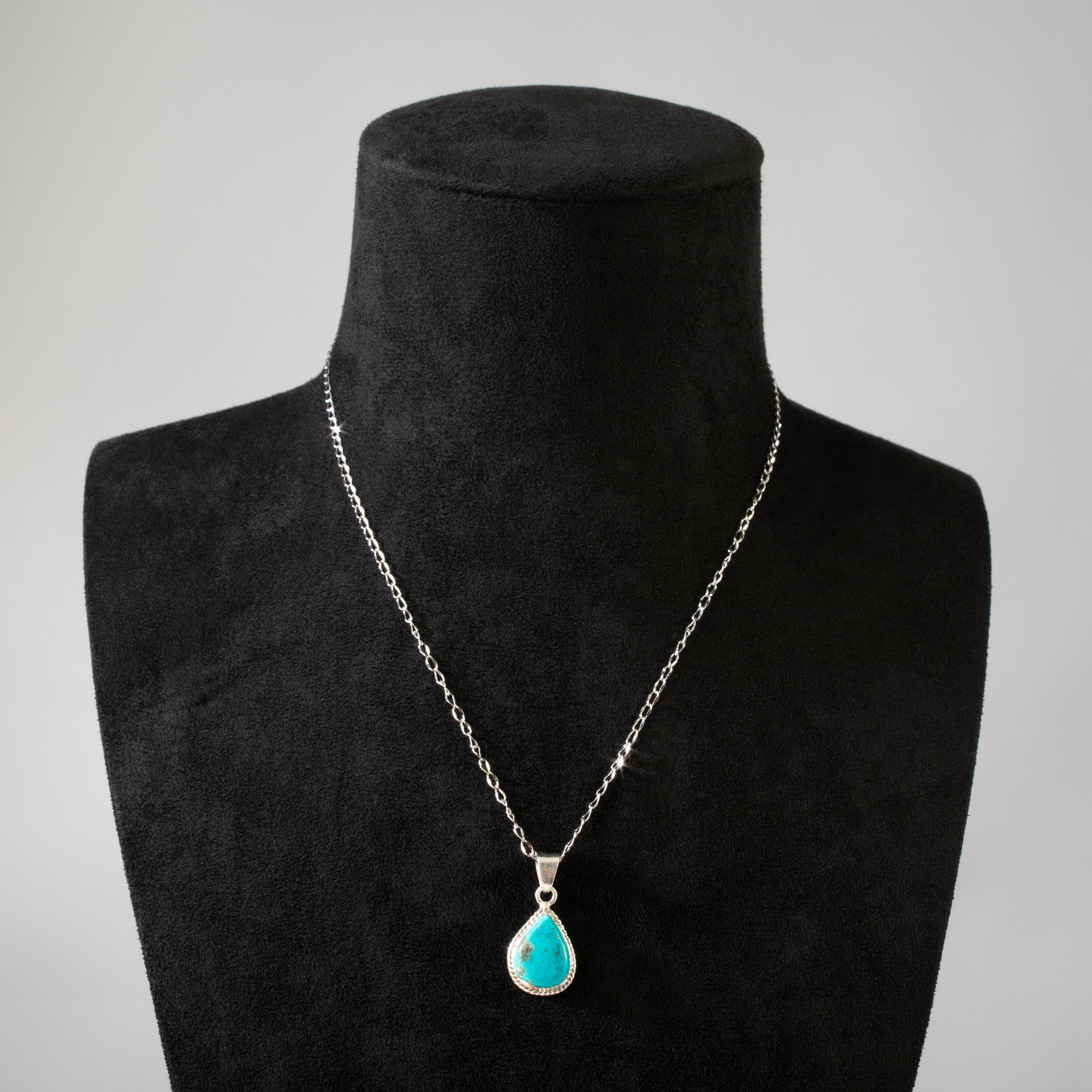 Kalifano Southwest Silver Jewelry Kingman Turquoise USA Handmade 925 Sterling Silver Pendant NMN.0025.TQ