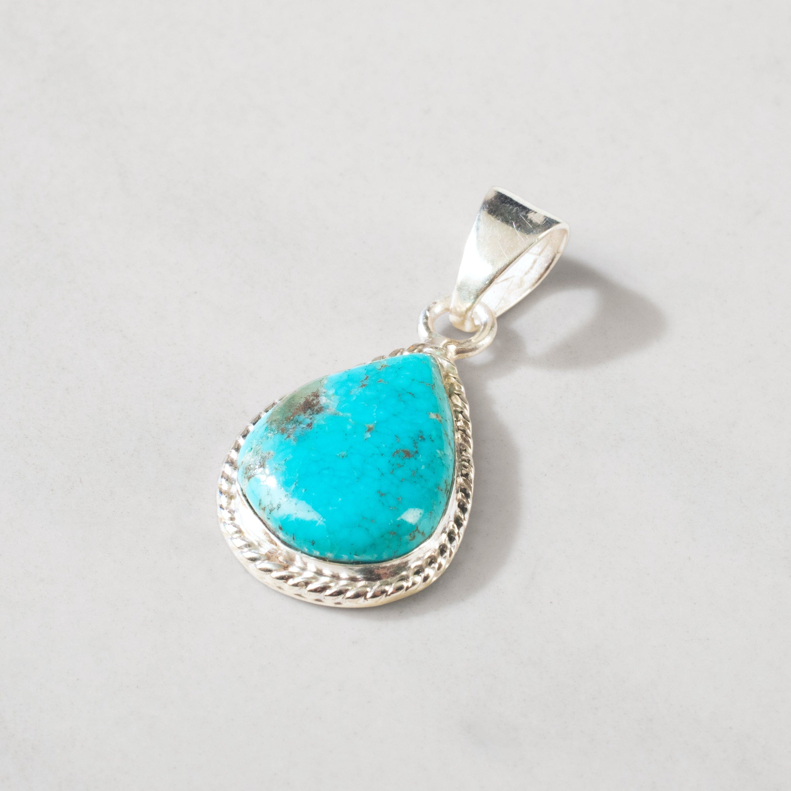 Kalifano Southwest Silver Jewelry Kingman Turquoise USA Handmade 925 Sterling Silver Pendant NMN.0025.TQ