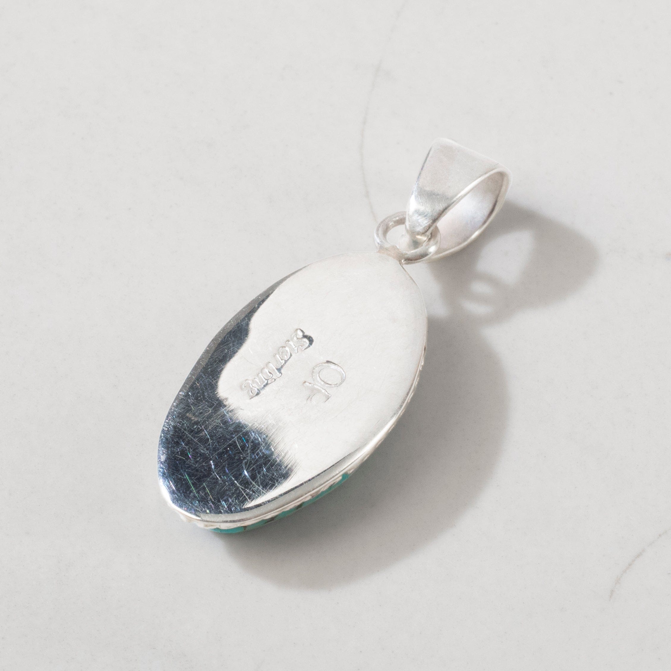 Kalifano Southwest Silver Jewelry Kingman Turquoise USA Handmade 925 Sterling Silver Pendant NMN.0032.TQ