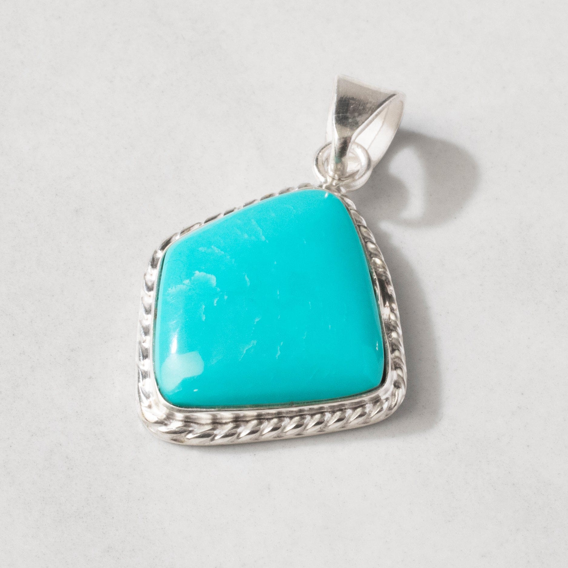 Kalifano Southwest Silver Jewelry Kingman Turquoise USA Handmade 925 Sterling Silver Pendant NMN.0034.TQ