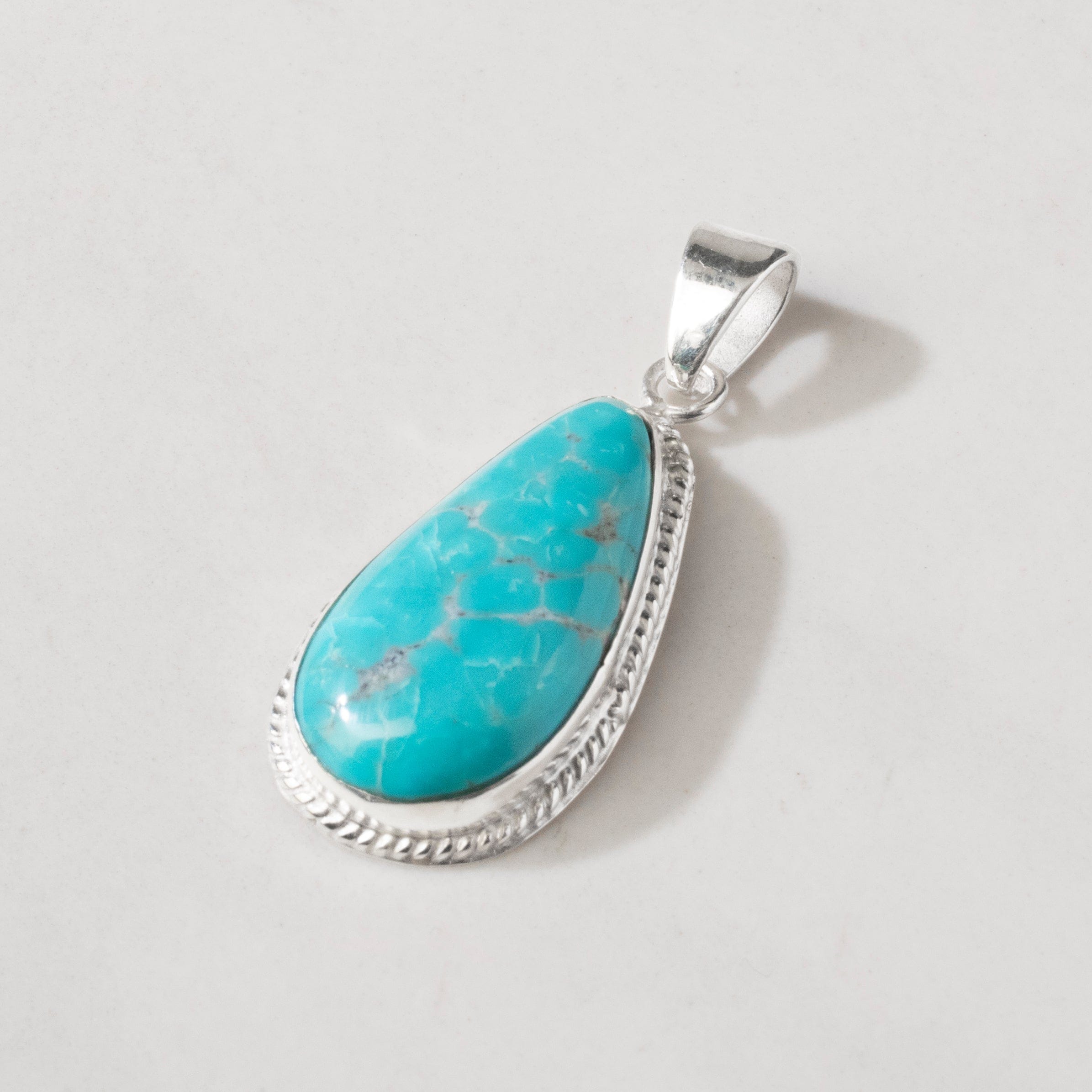 Kalifano Southwest Silver Jewelry Kingman Turquoise USA Handmade 925 Sterling Silver Pendant NMN.0038.TQ