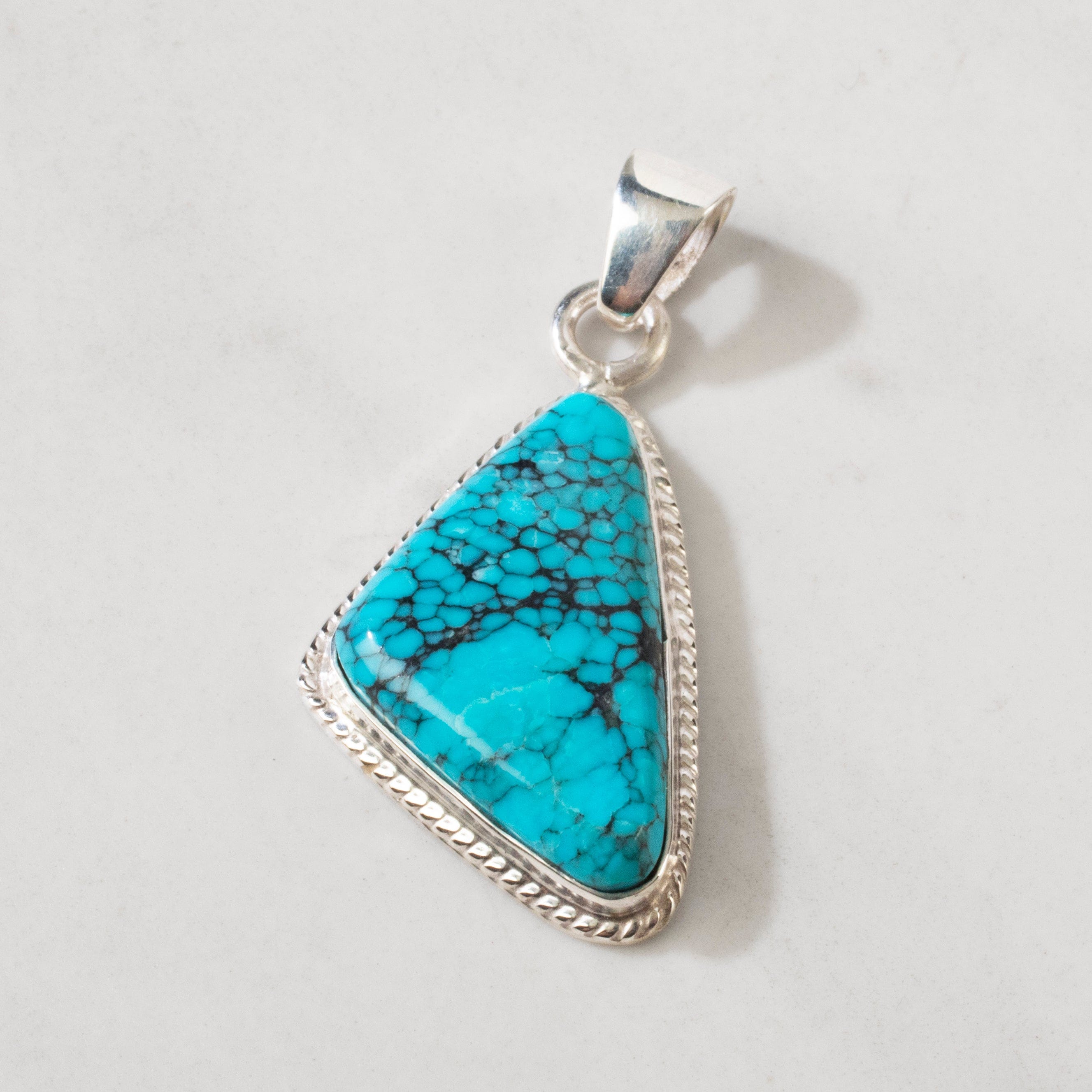 Kalifano Southwest Silver Jewelry Kingman Turquoise USA Handmade 925 Sterling Silver Pendant NMN.0045.TQ