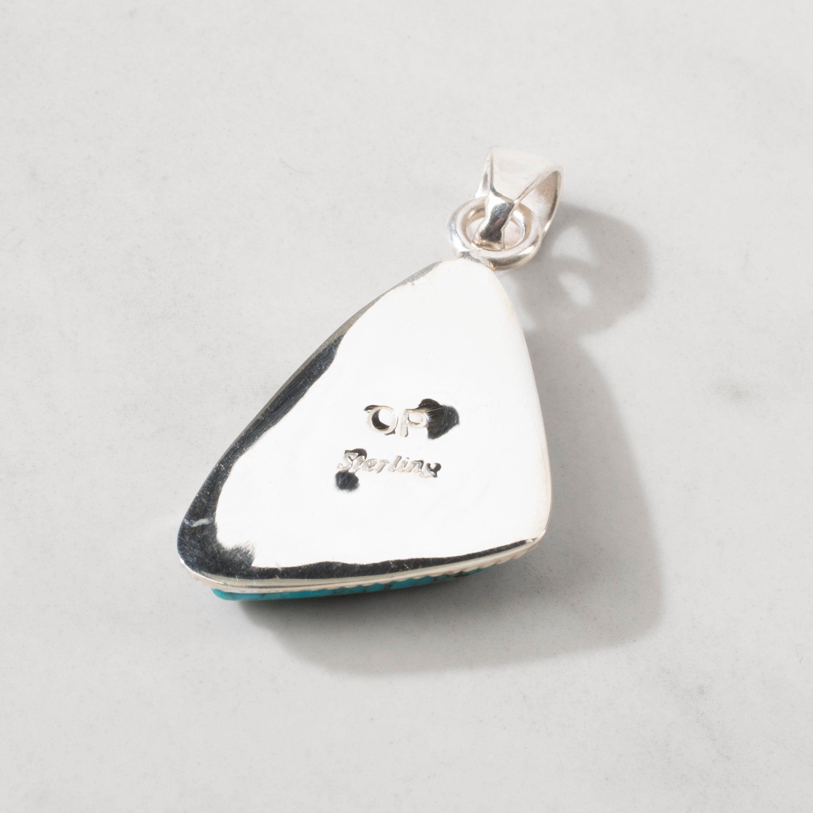 Kalifano Southwest Silver Jewelry Kingman Turquoise USA Handmade 925 Sterling Silver Pendant NMN.0045.TQ