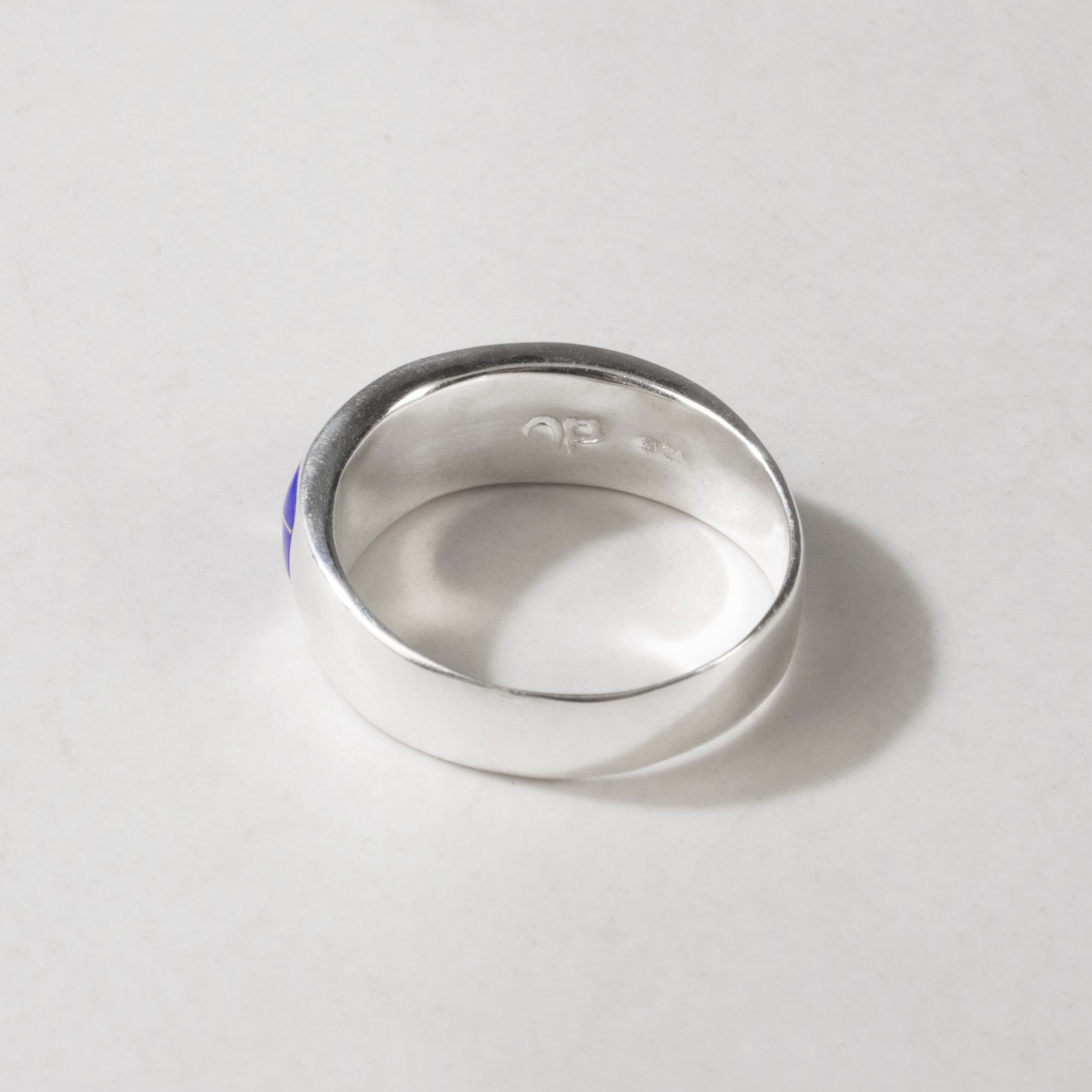 Kalifano Southwest Silver Jewelry Lapis 925 Sterling Silver Ring Handmade with Laboratory Opal Accent