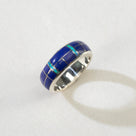 Lapis 925 Sterling Silver Ring USA Handmade with Laboratory Opal Accent