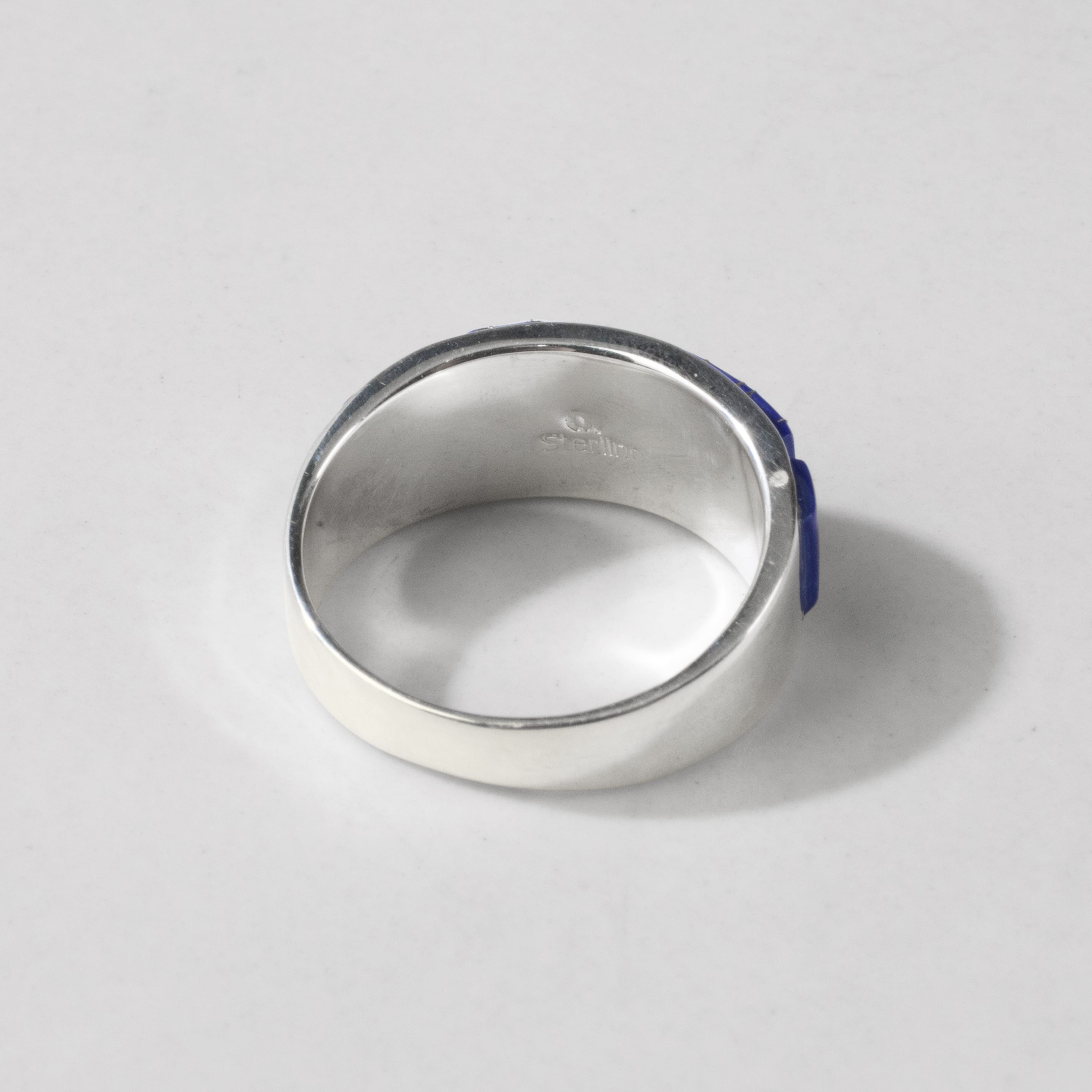 Kalifano Southwest Silver Jewelry Lapis 925 Sterling Silver Ring USA Handmade with Laboratory Opal Accent